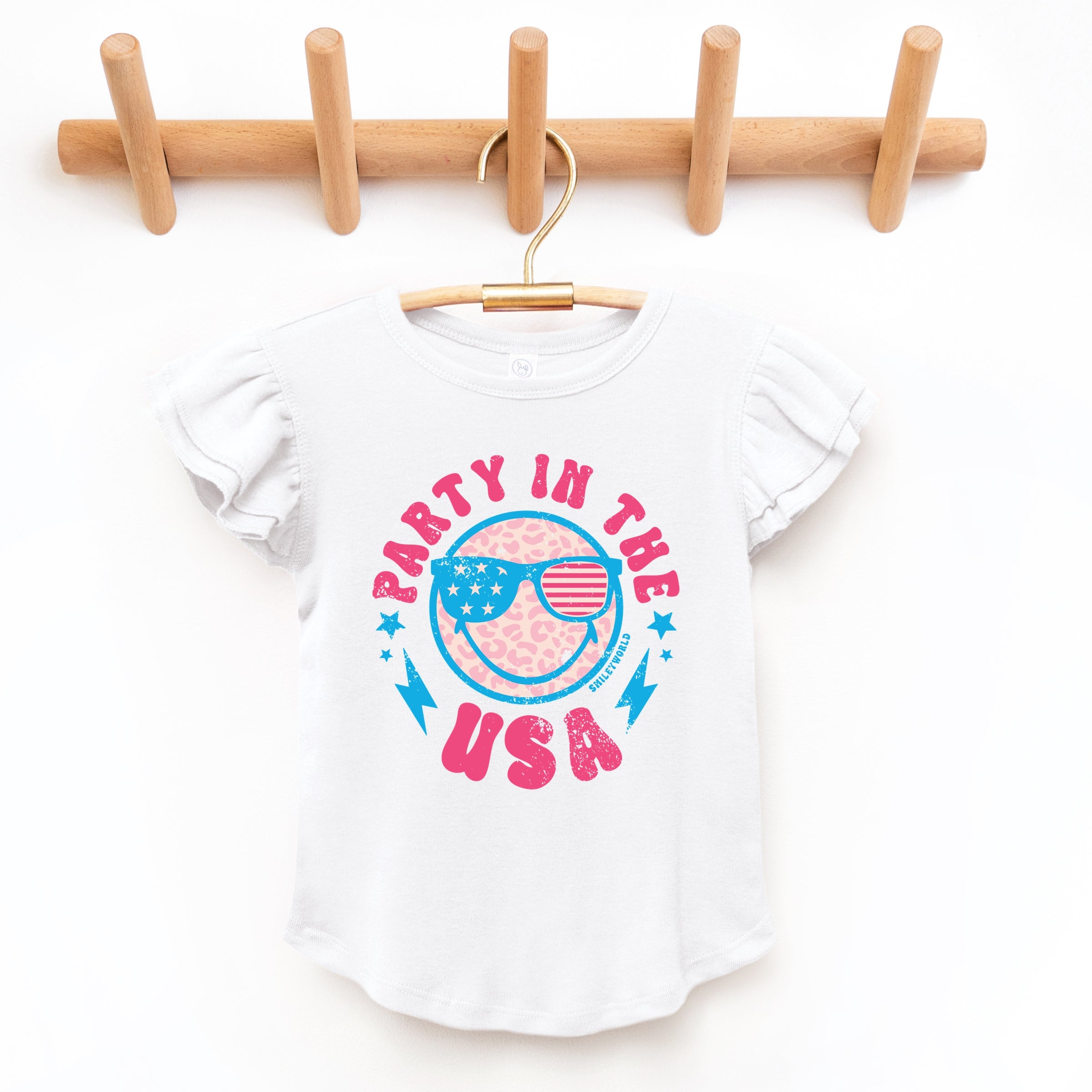 SmileyWorld Party In The USA - Flutter Sleeve Graphic T-Shirt