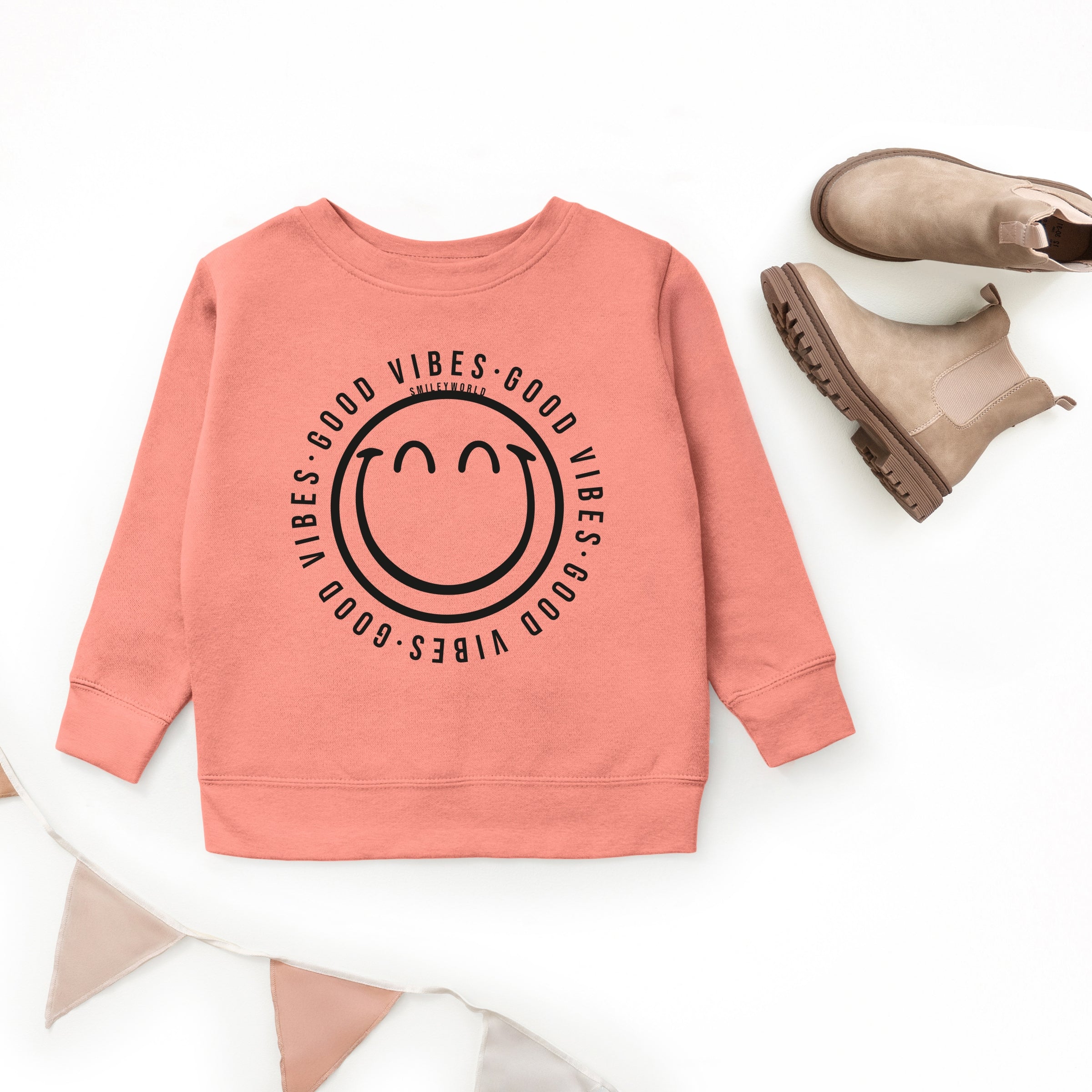 SmileyWorld Good Vibes Outline - Youth Graphic Sweatshirt