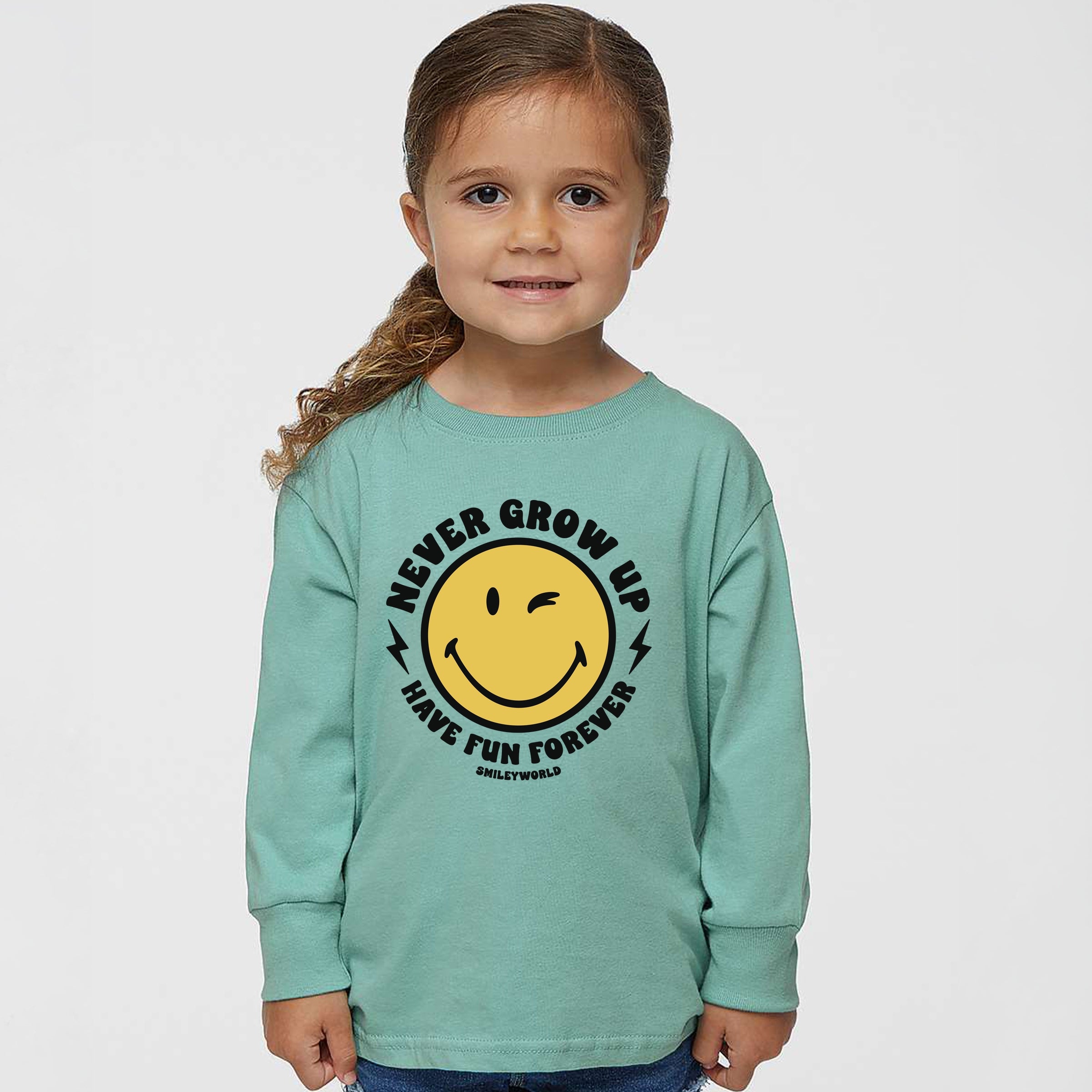 SmileyWorld Never Grow Up - Toddler Long Sleeve Graphic Tee