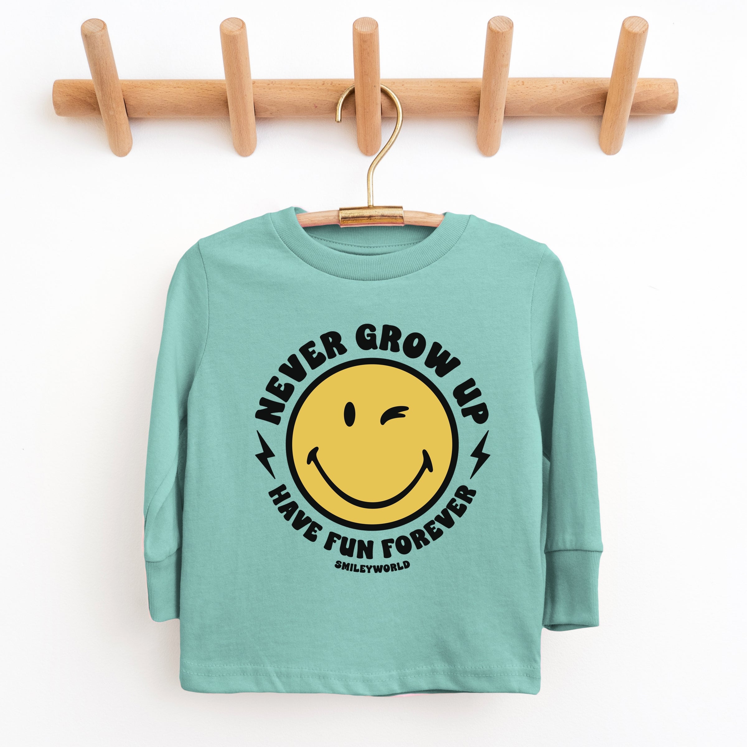 SmileyWorld Never Grow Up - Youth Long Sleeve Graphic T-Shirt