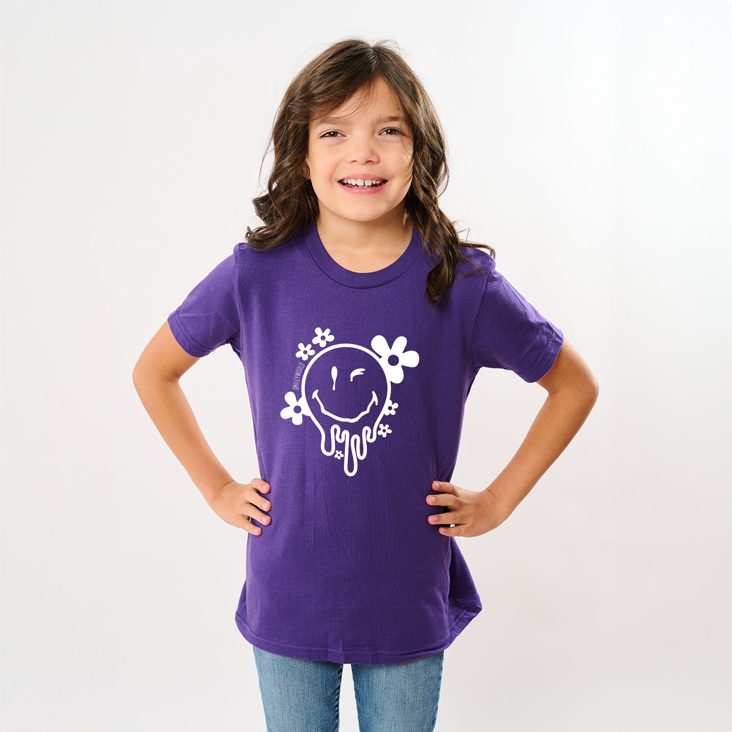 SmileyWorld Melting Outline - Youth Short Sleeve Graphic T-Shirt