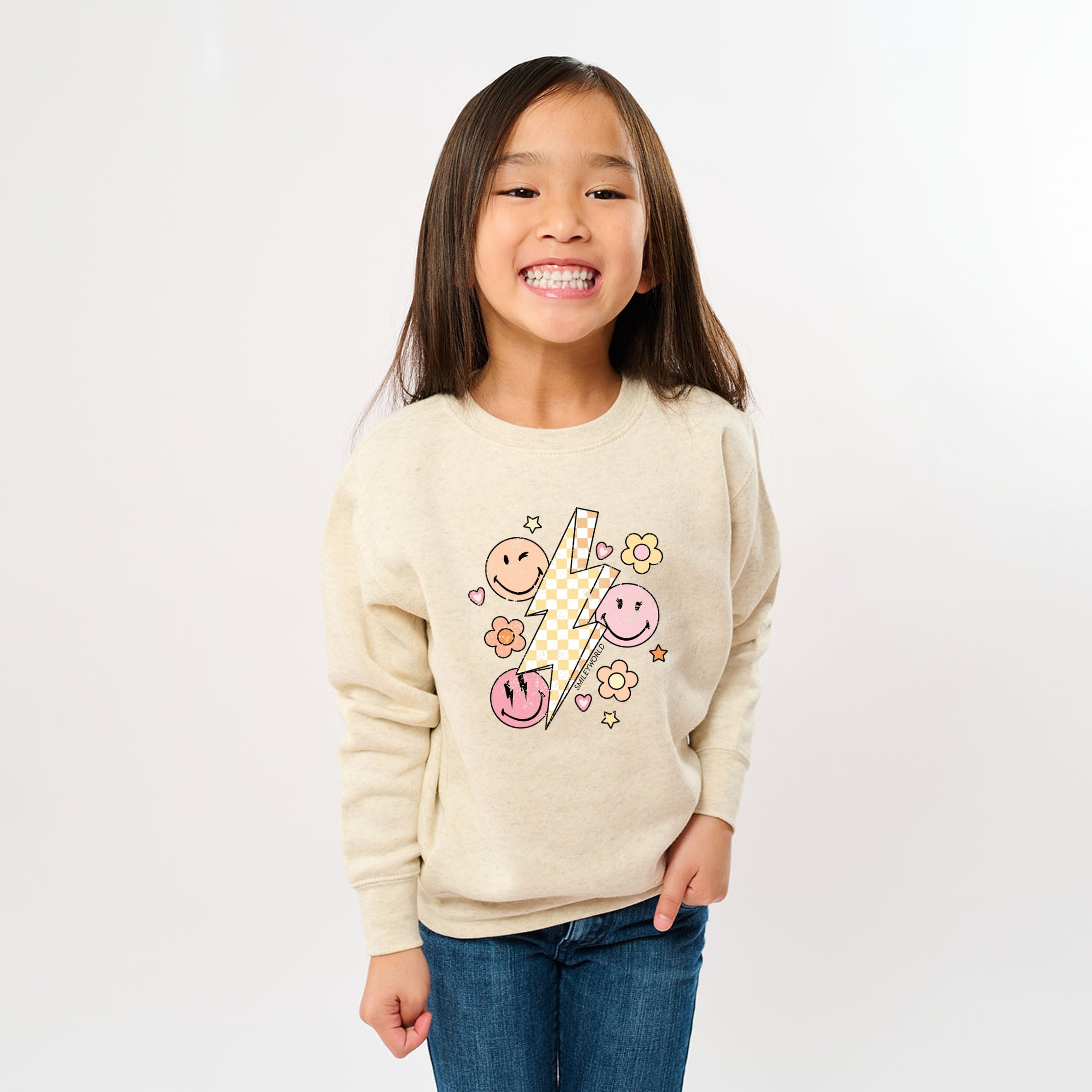 SmileyWorld Checkered Lightning Floral - Youth Graphic Sweatshirt