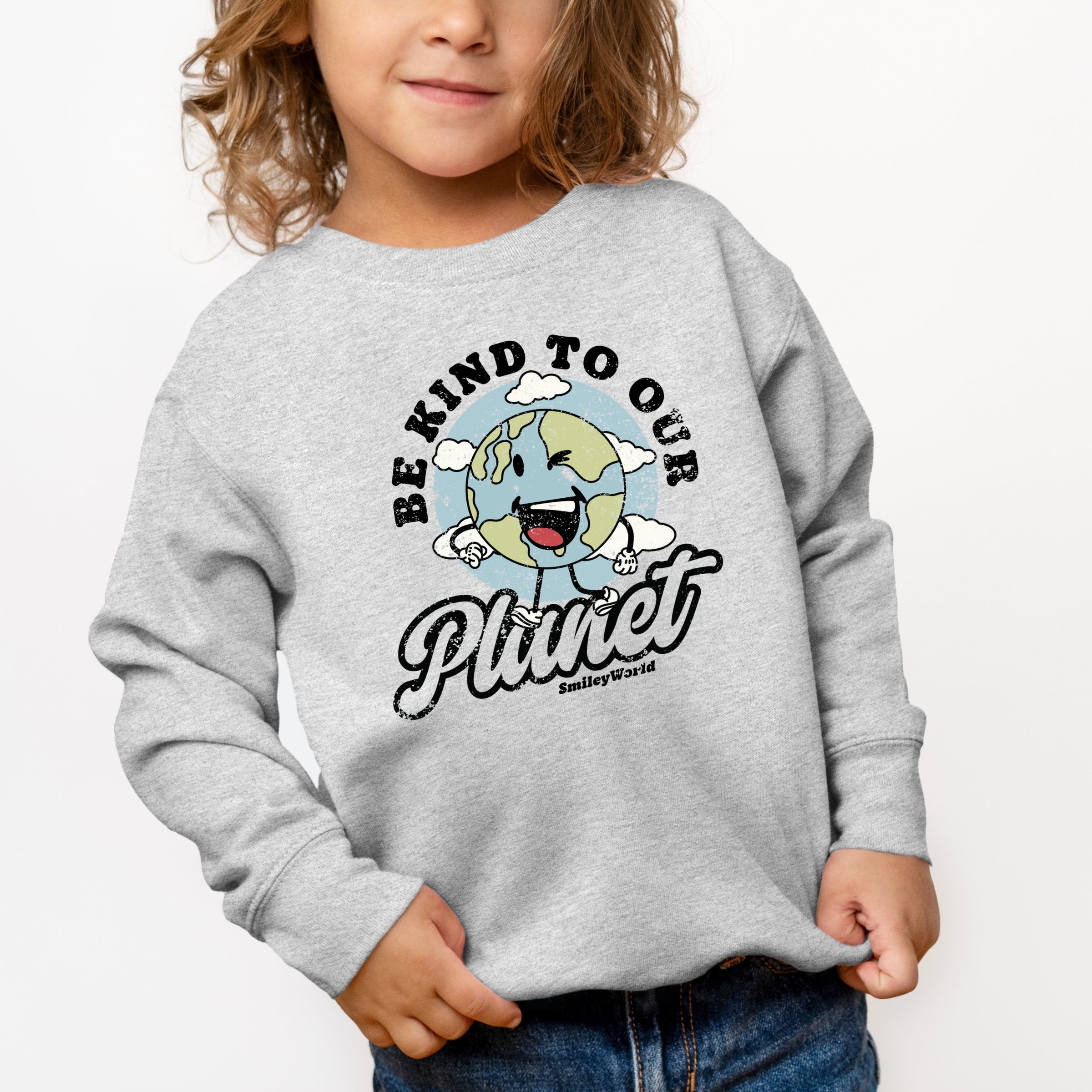 SmileyWorld Be Kind To Our Planet Retro - Toddler Graphic Sweatshirt