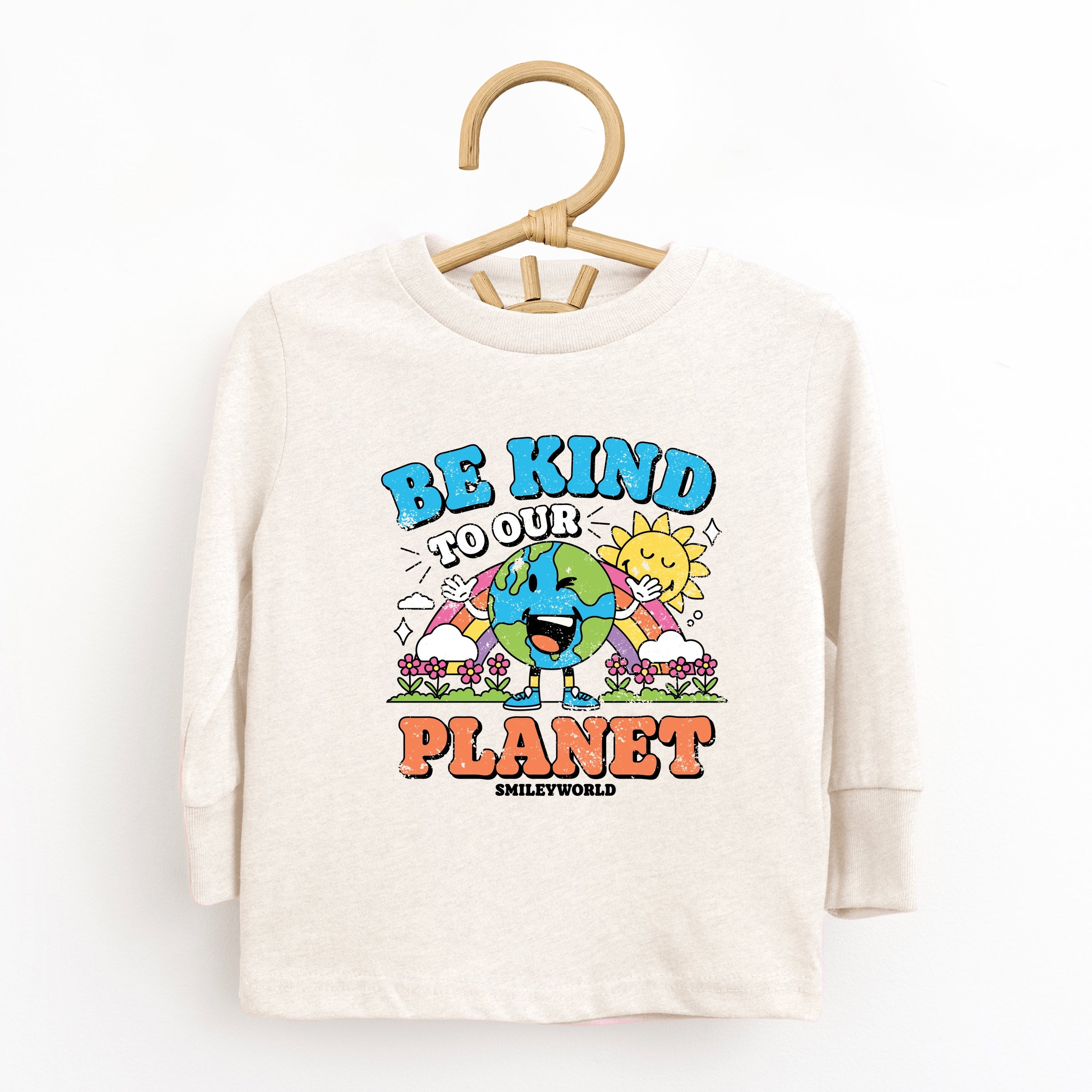 SmileyWorld Be Kind To Our Planet Rainbow - Toddler Long Sleeve Graphic Tee