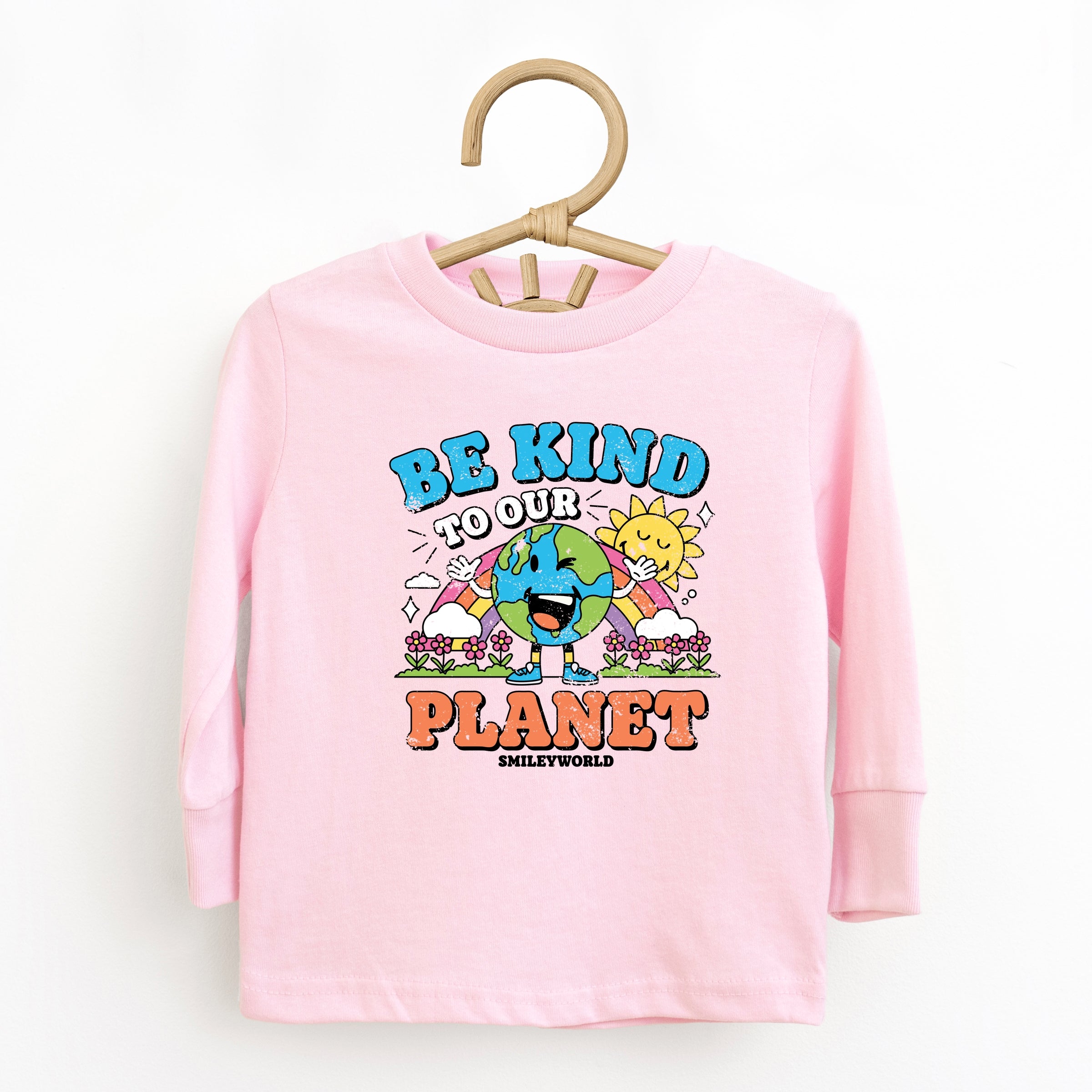 SmileyWorld Be Kind To Our Planet Rainbow - Toddler Long Sleeve Graphic Tee