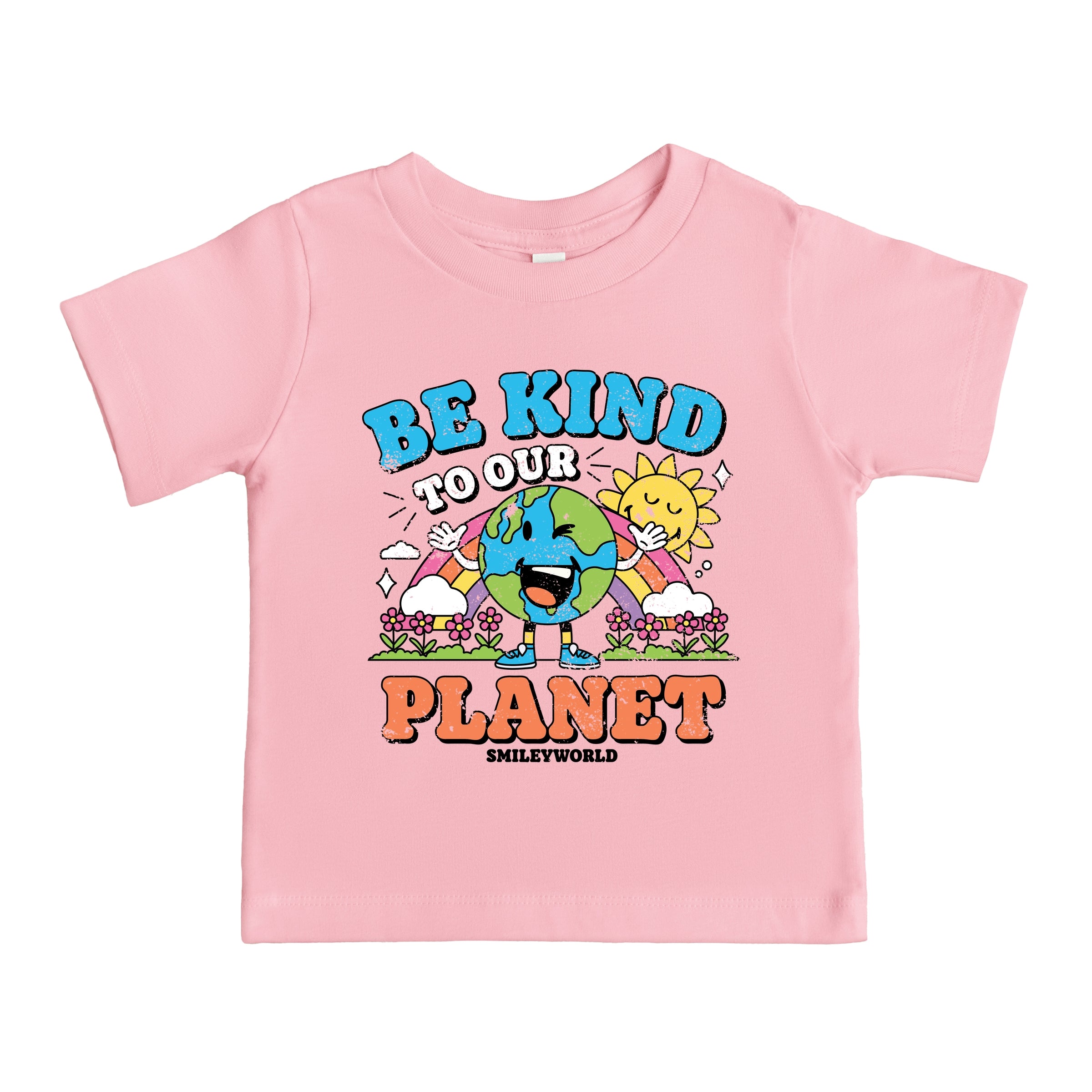 SmileyWorld Be Kind To Our Planet Rainbow - Toddler Short Sleeve Graphic T-Shirt