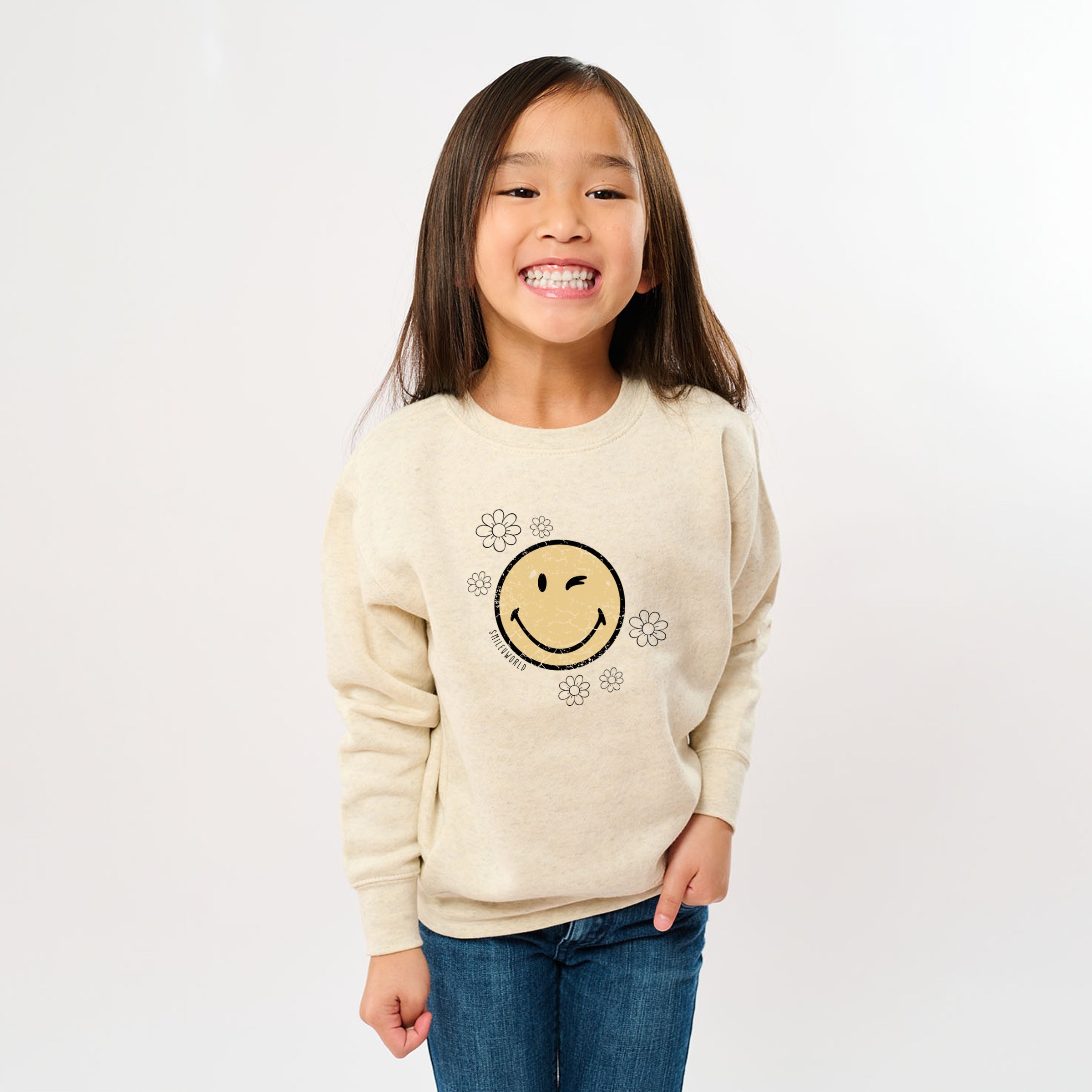 SmileyWorld Flower Outline - Youth Graphic Sweatshirt