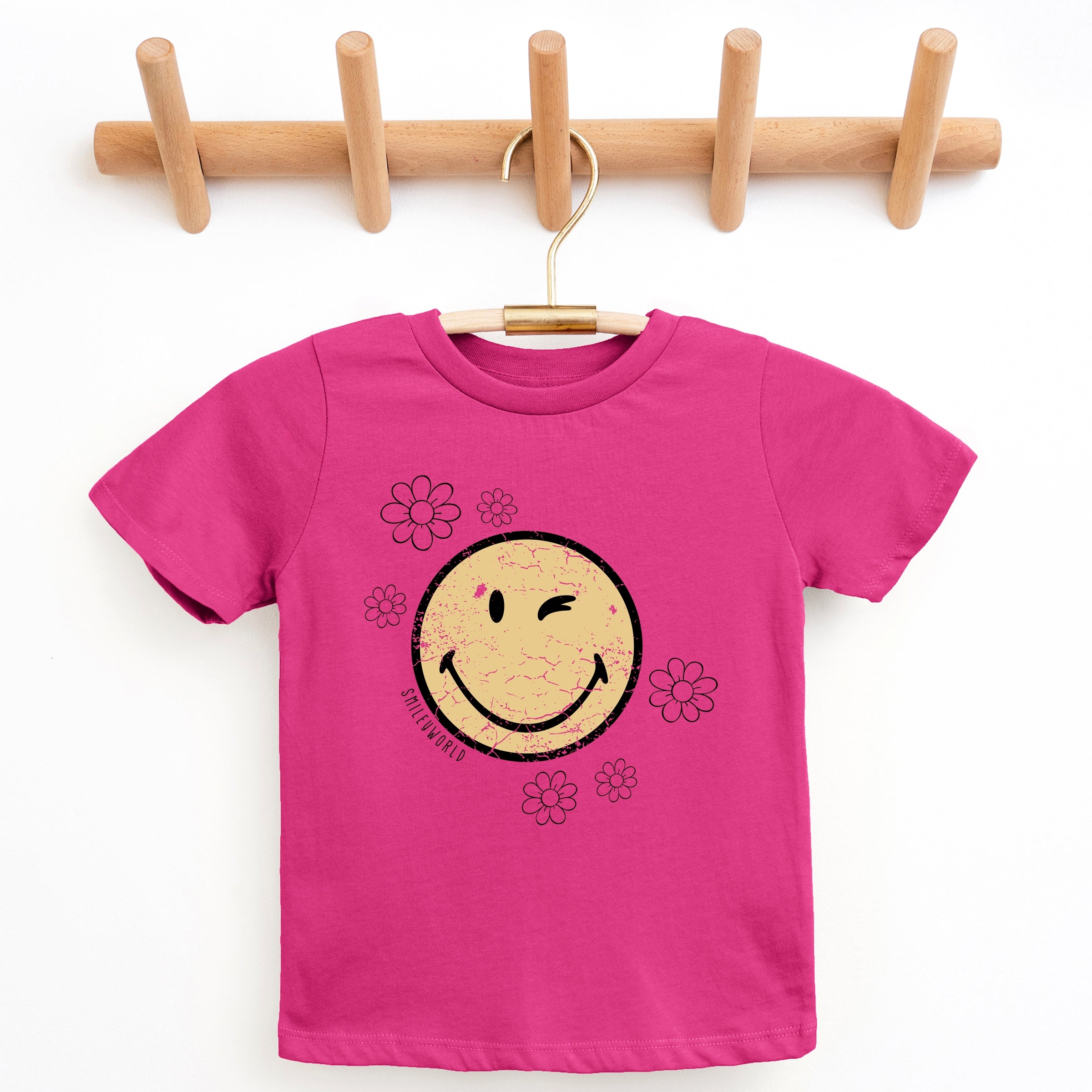 SmileyWorld Flower Outline - Youth Short Sleeve Graphic T-Shirt