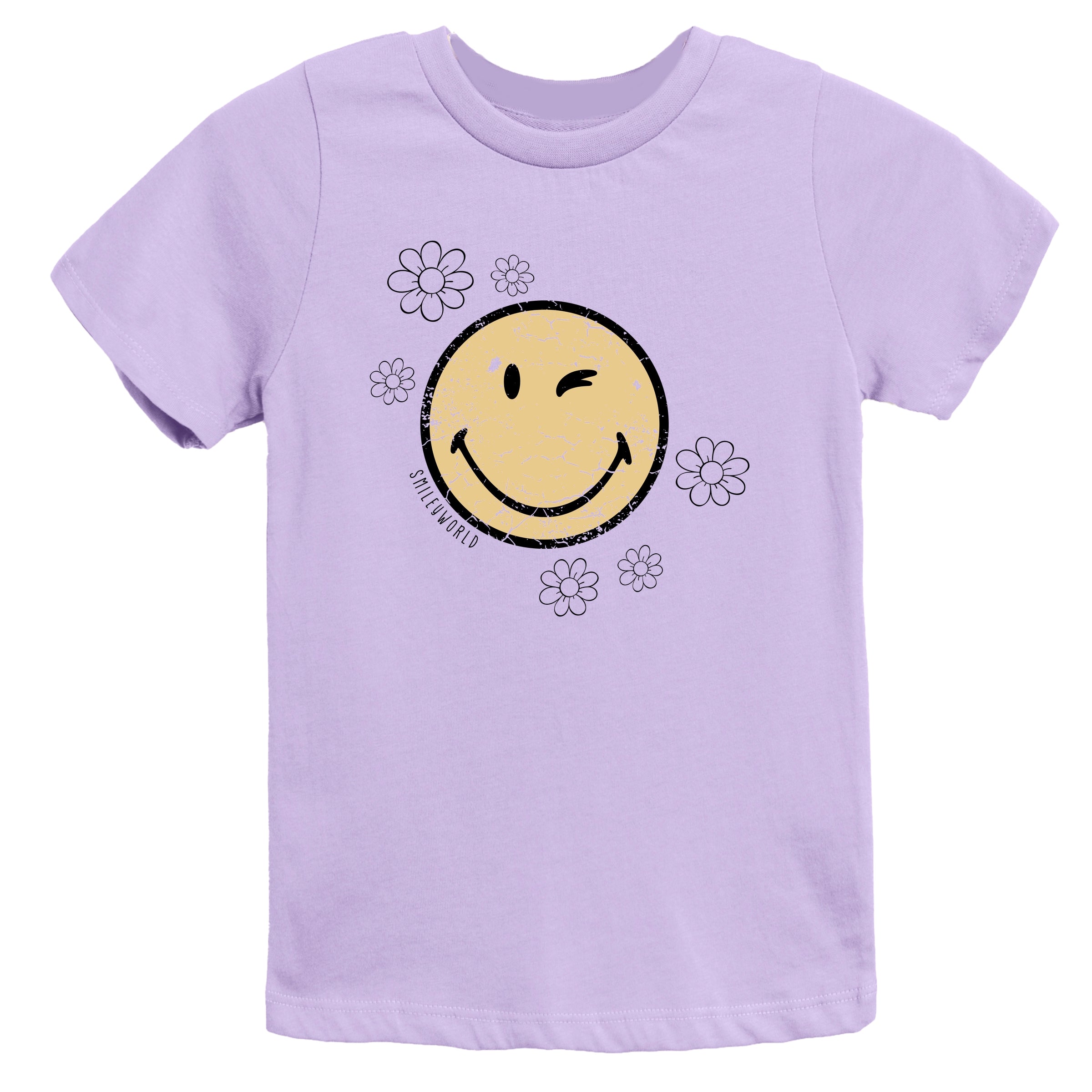 SmileyWorld Flower Outline - Youth Short Sleeve Graphic T-Shirt