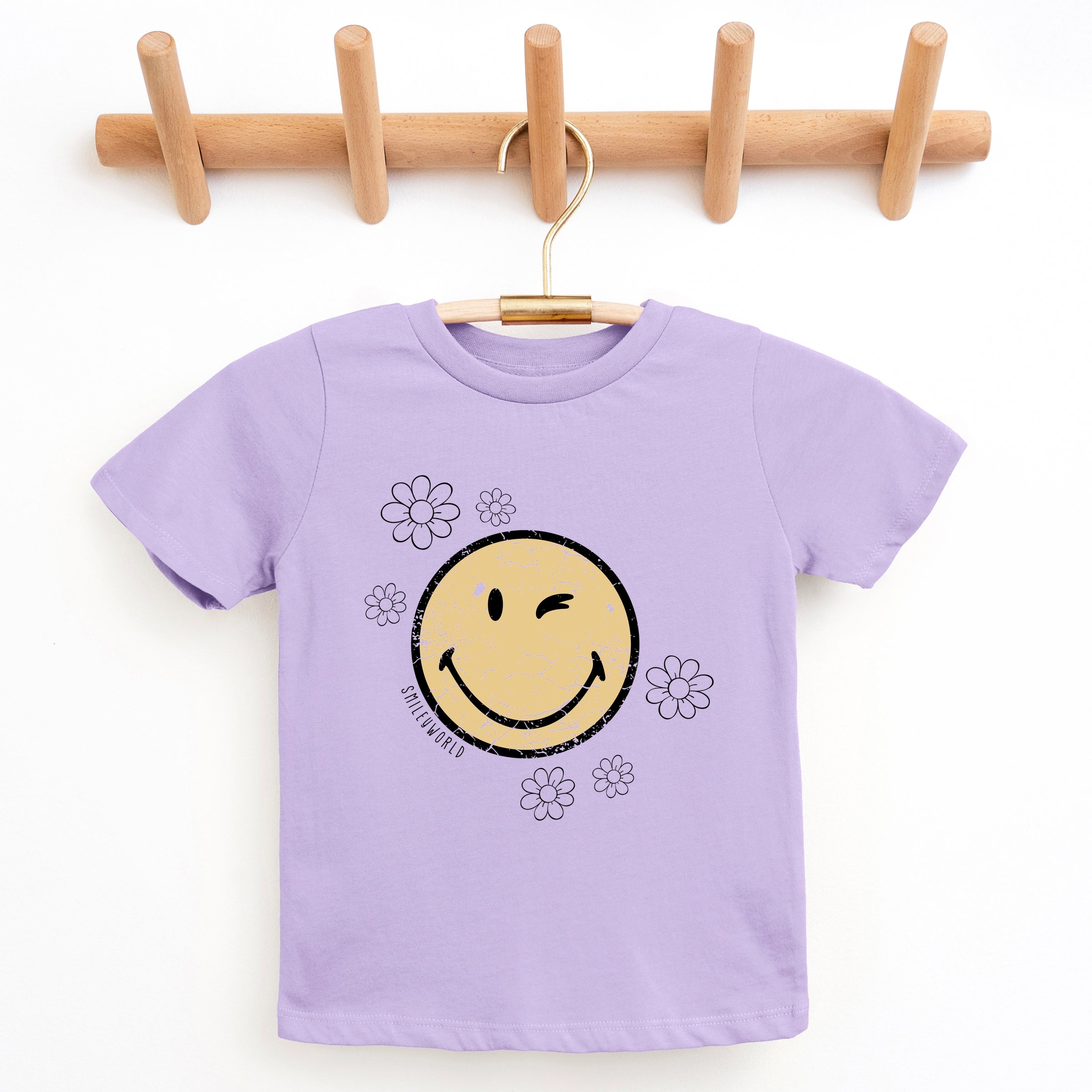 SmileyWorld Flower Outline - Youth Short Sleeve Graphic T-Shirt