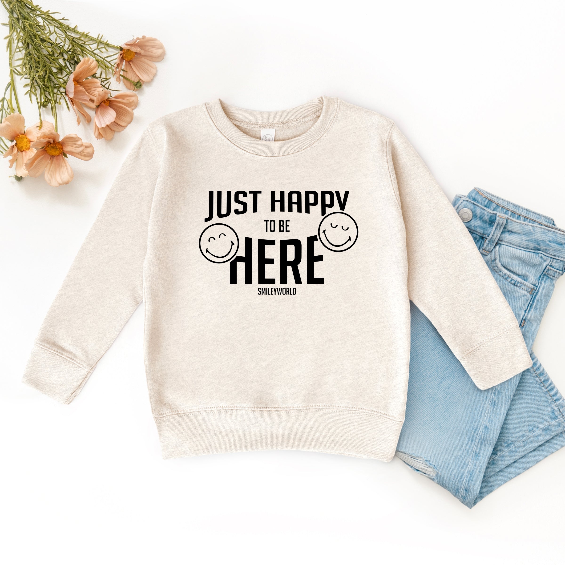 SmileyWorld Just Happy To Be Here - Toddler Graphic Sweatshirt