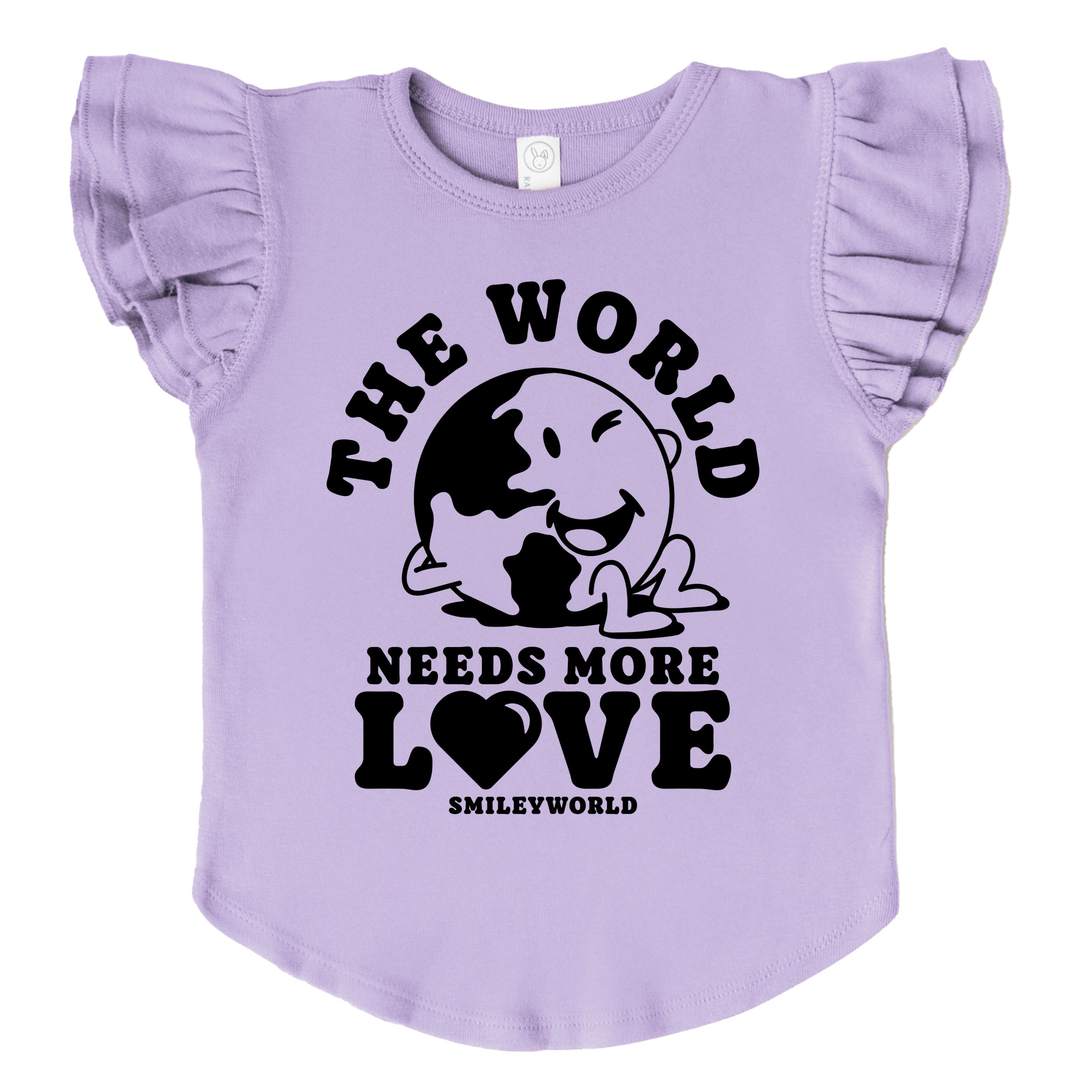 SmileyWorld The World Needs More Love - Flutter Sleeve Graphic T-Shirt