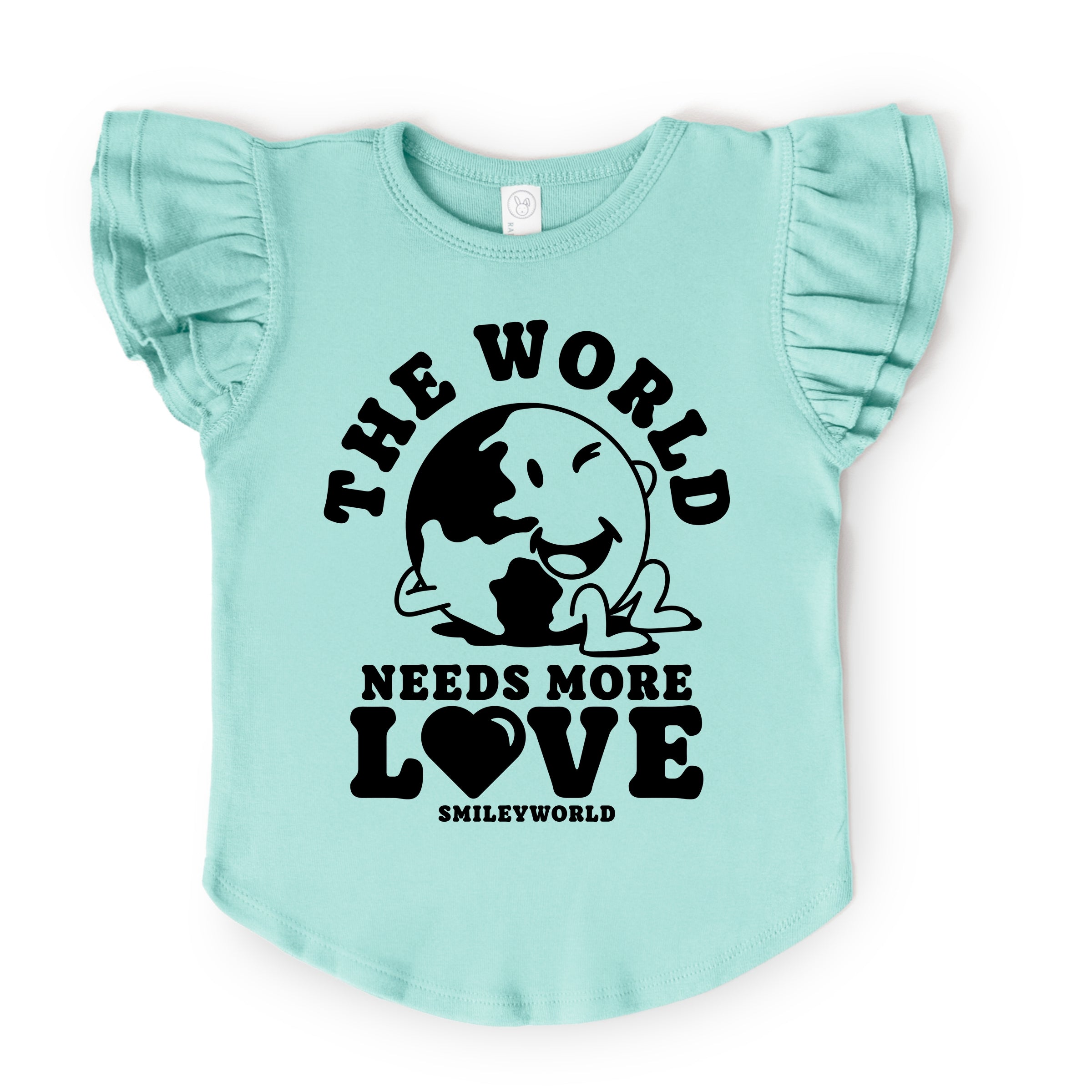 SmileyWorld The World Needs More Love - Flutter Sleeve Graphic T-Shirt