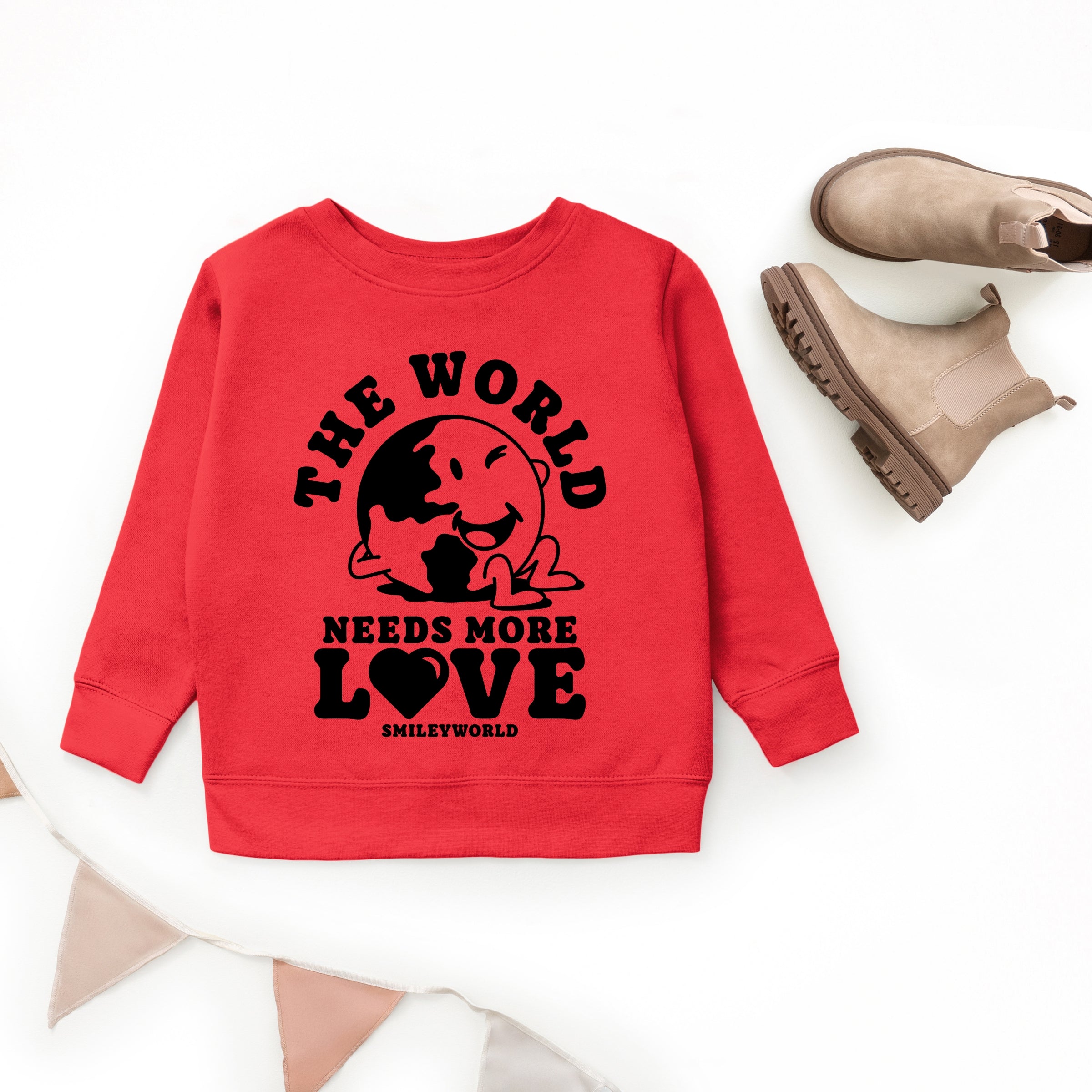 SmileyWorld The World Needs More Love - Youth Graphic Sweatshirt
