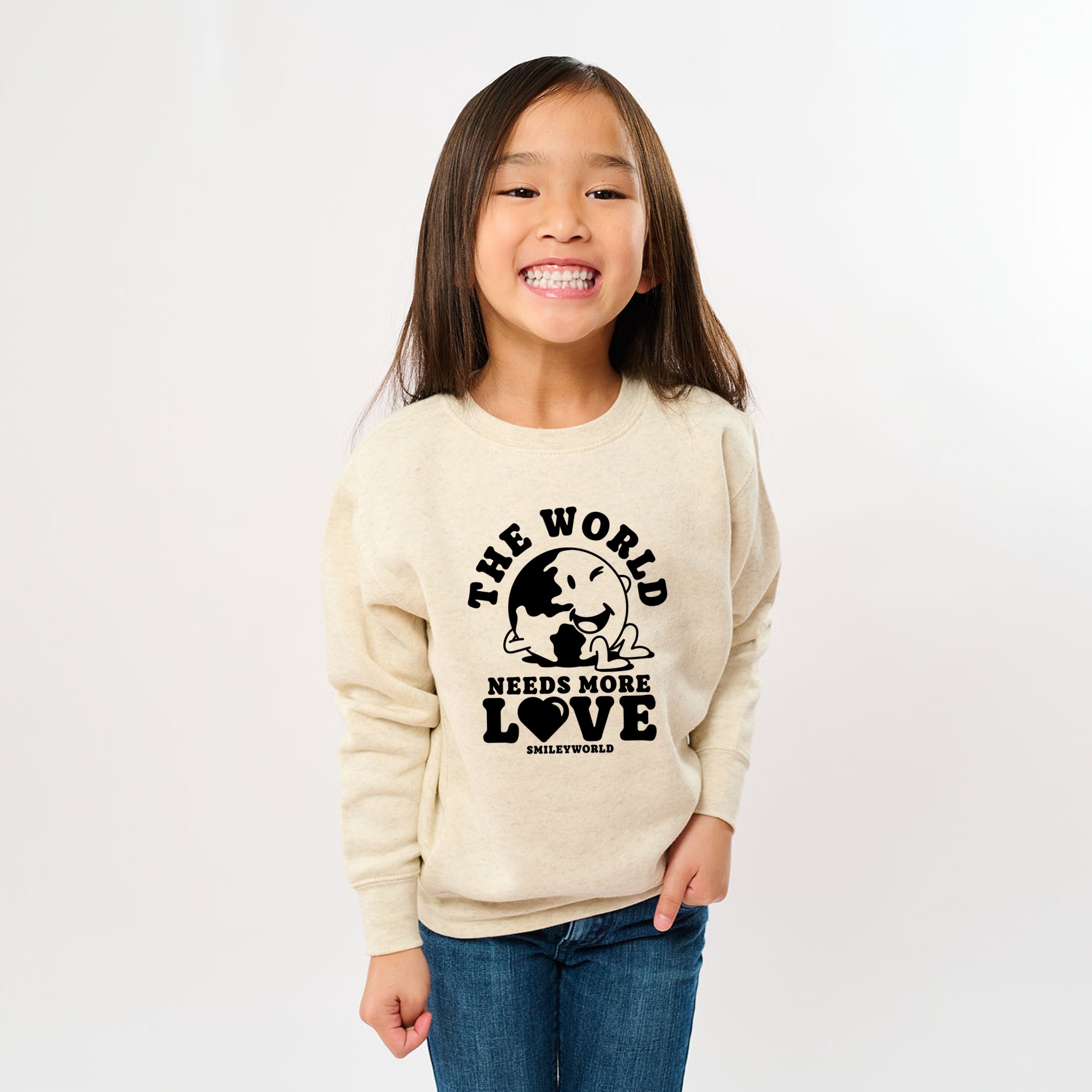 SmileyWorld The World Needs More Love - Youth Graphic Sweatshirt