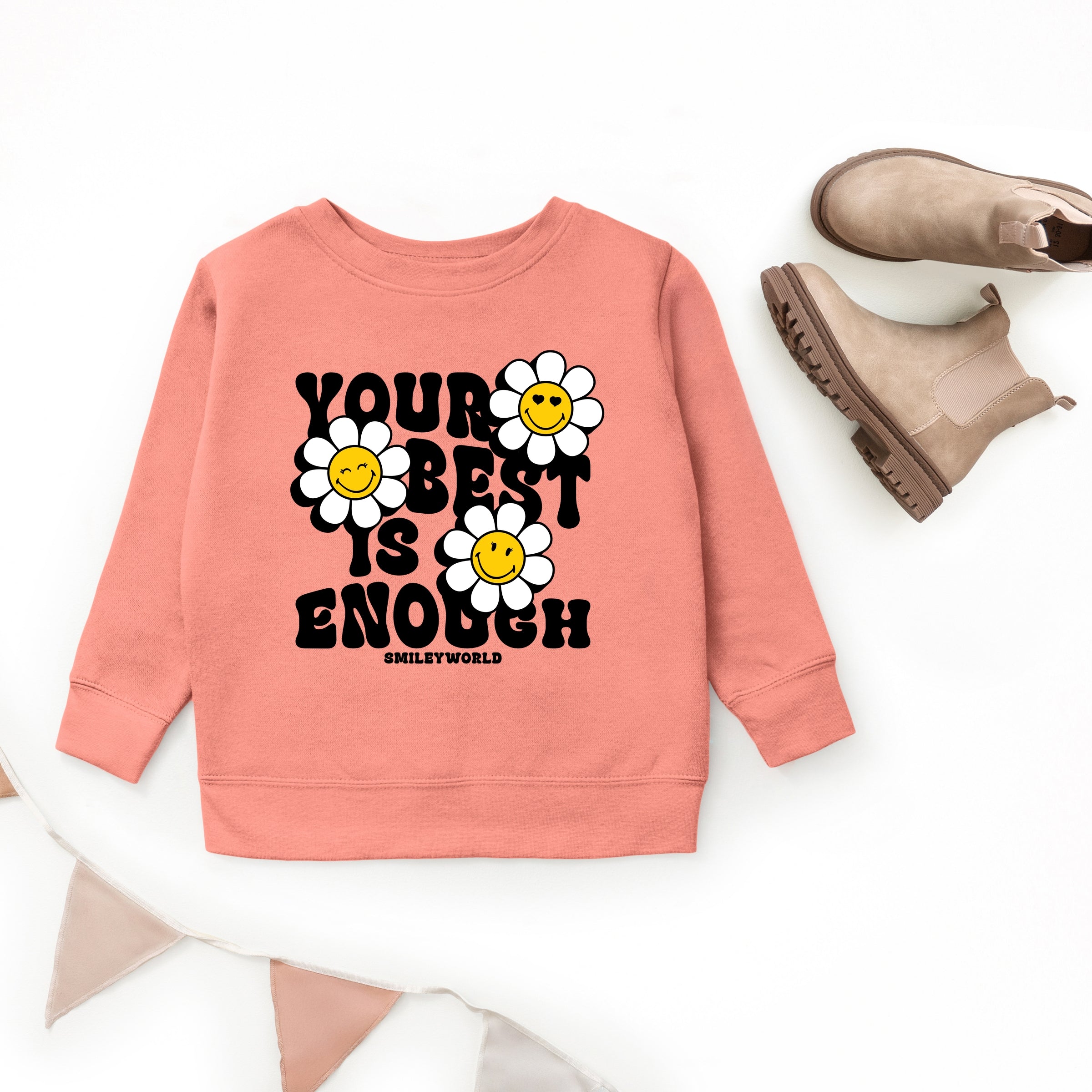 SmileyWorld Your Best Is Enough Floral - Youth Graphic Sweatshirt