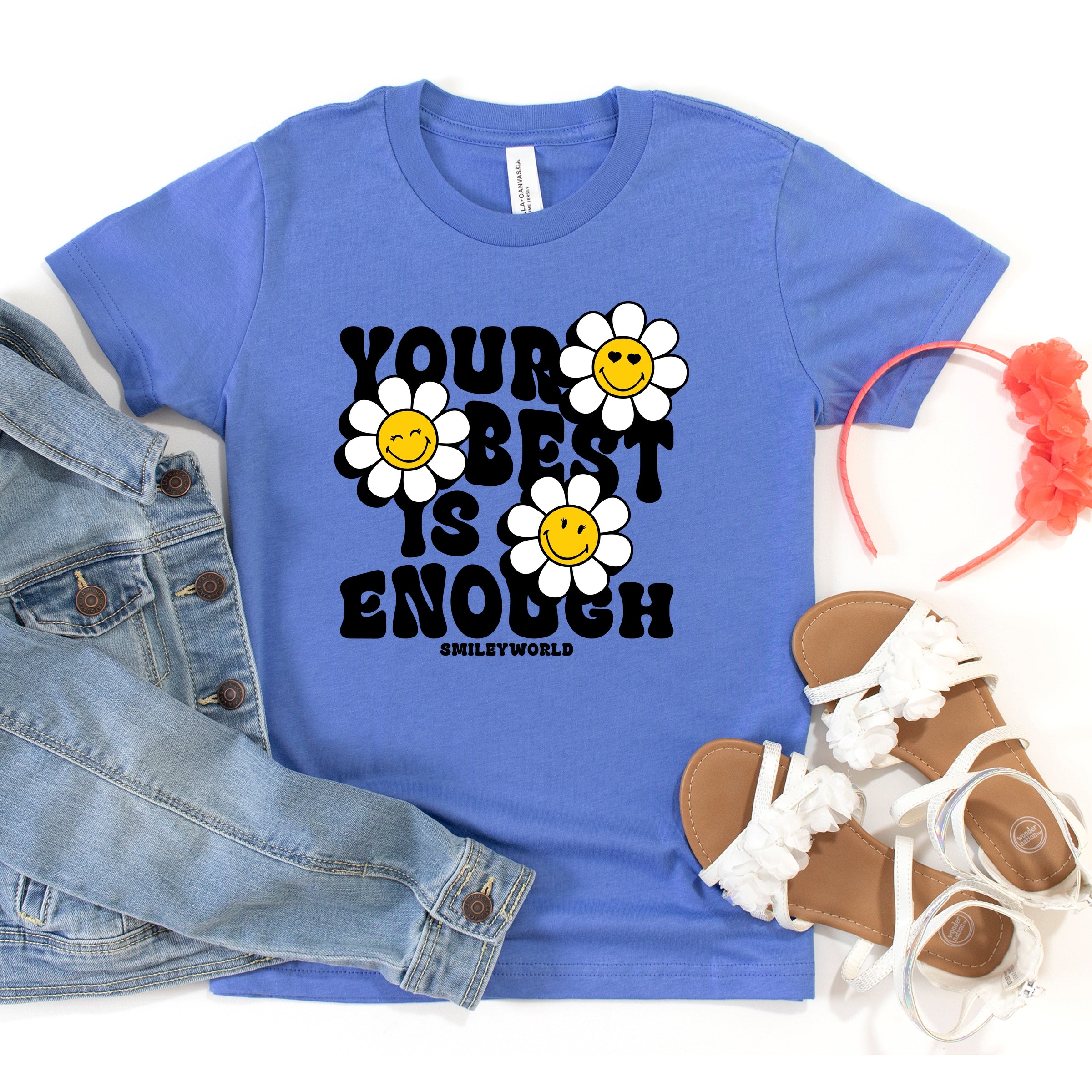 SmileyWorld Your Best Is Enough Floral - Youth Short Sleeve Graphic T-Shirt