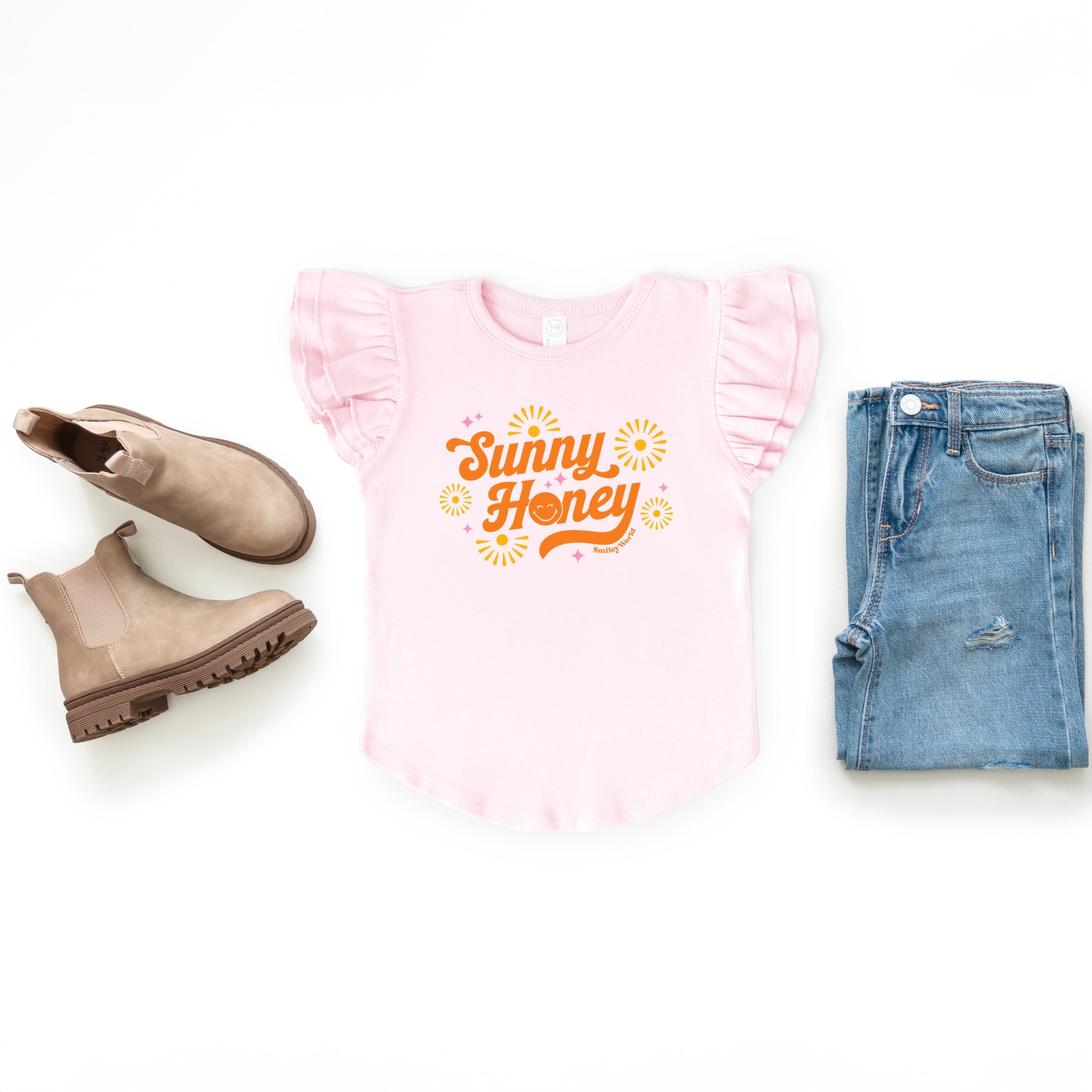 SmileyWorld Sunny Honey - Flutter Sleeve Graphic T-Shirt