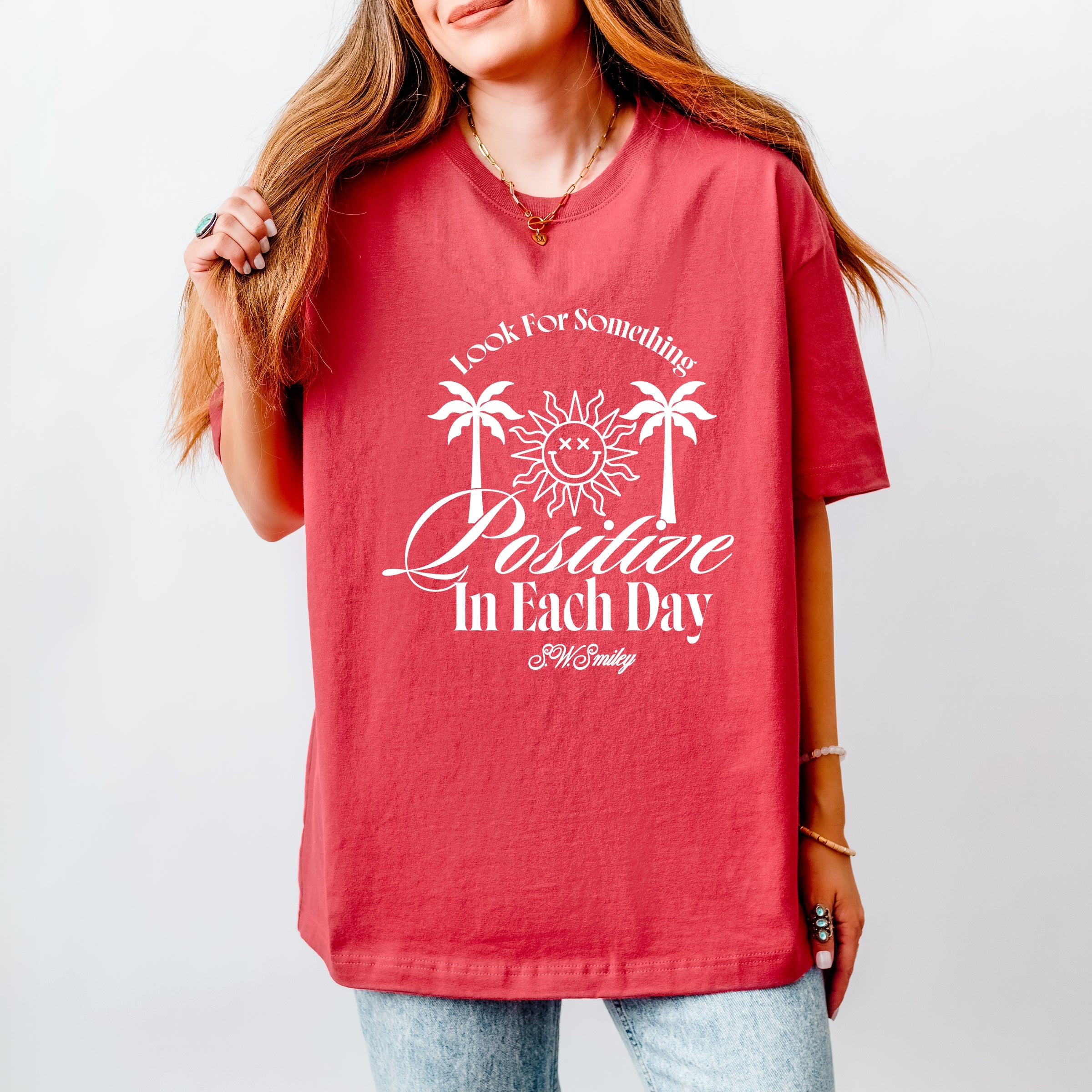 S.W.Smiley Look For Something Positive - Women's Heavyweight Graphic T-Shirt