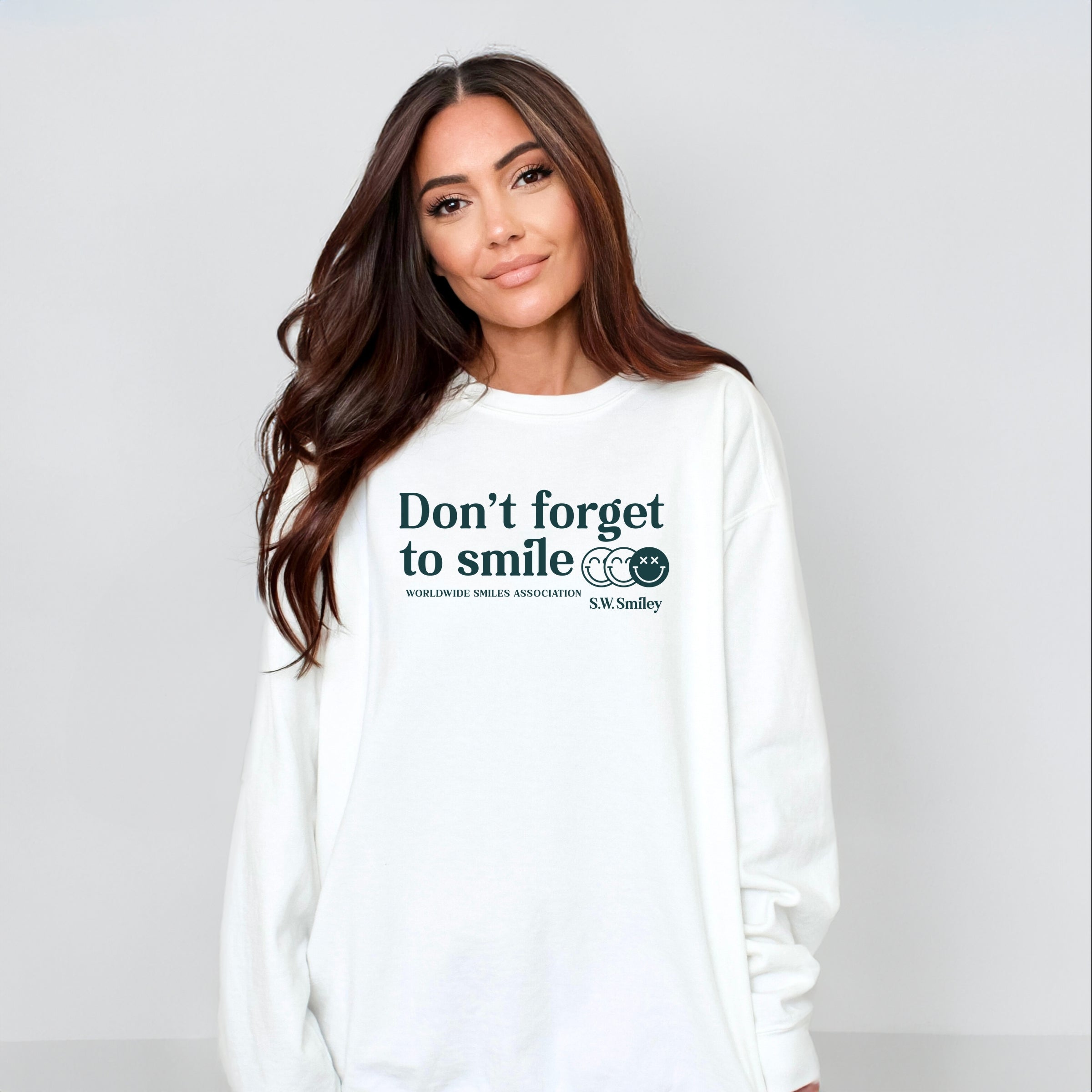 S.W.Smiley Don't Forget To Smile - Women's Garment Dyed Graphic Sweatshirt