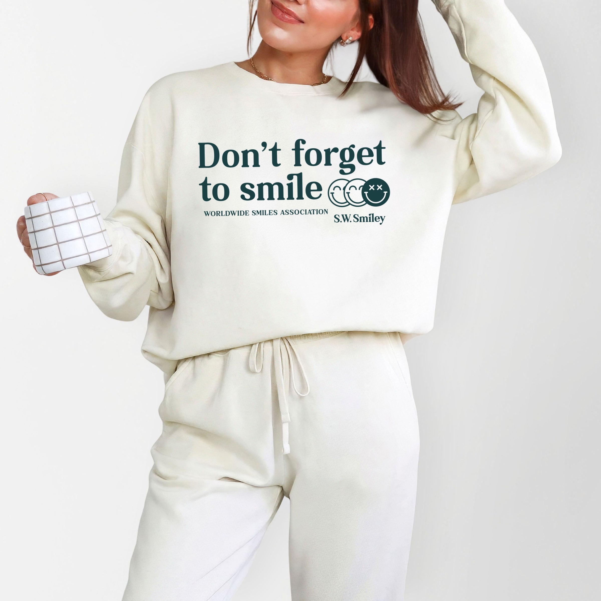 S.W.Smiley Don't Forget To Smile - Women's Lightweight Garment Dyed Sweatshirt