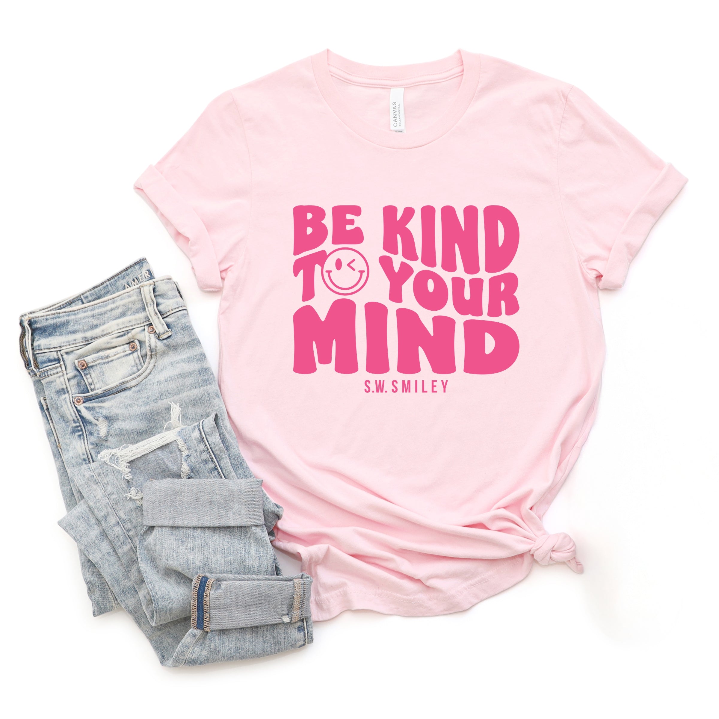 S.W.Smiley Be Kind To Your Mind Outline - Women's Short Sleeve Graphic T-Shirt