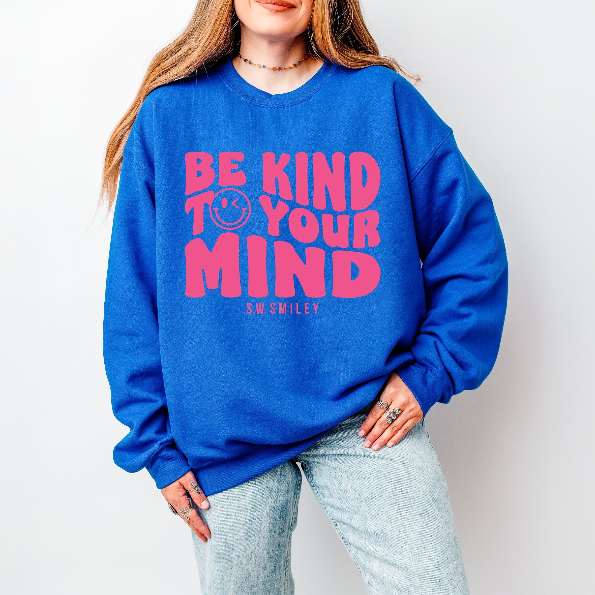 S.W.Smiley Be Kind To Your Mind Outline - Women's Graphic Sweatshirt