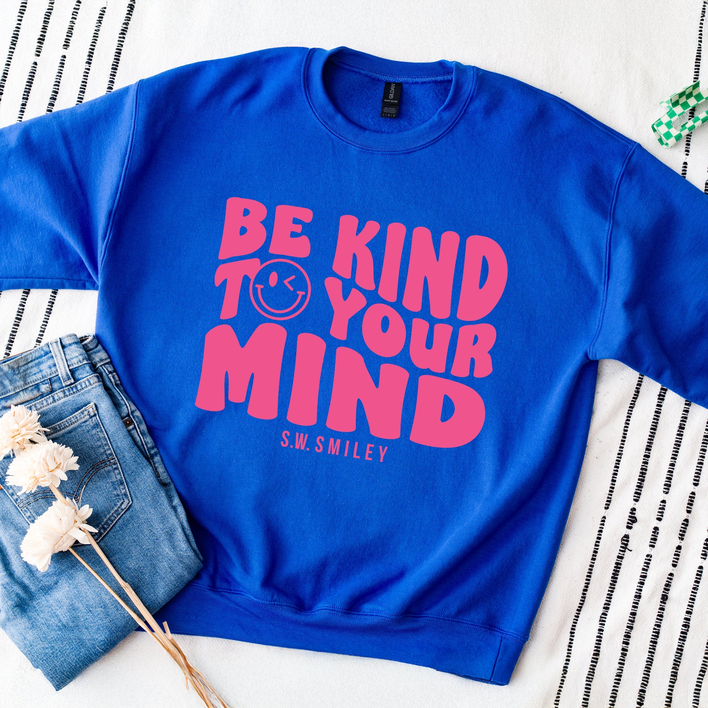 S.W.Smiley Be Kind To Your Mind Outline - Women's Graphic Sweatshirt