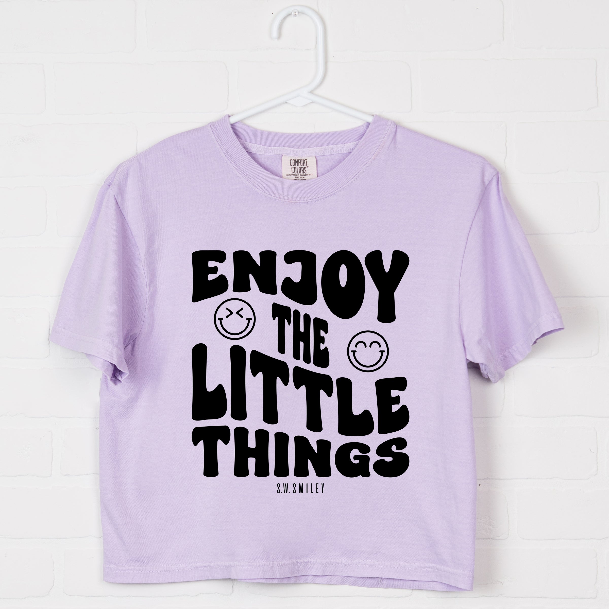 S.W.Smiley Enjoy The Little Things - Women's Boxy Crop Top Graphic T-Shirt