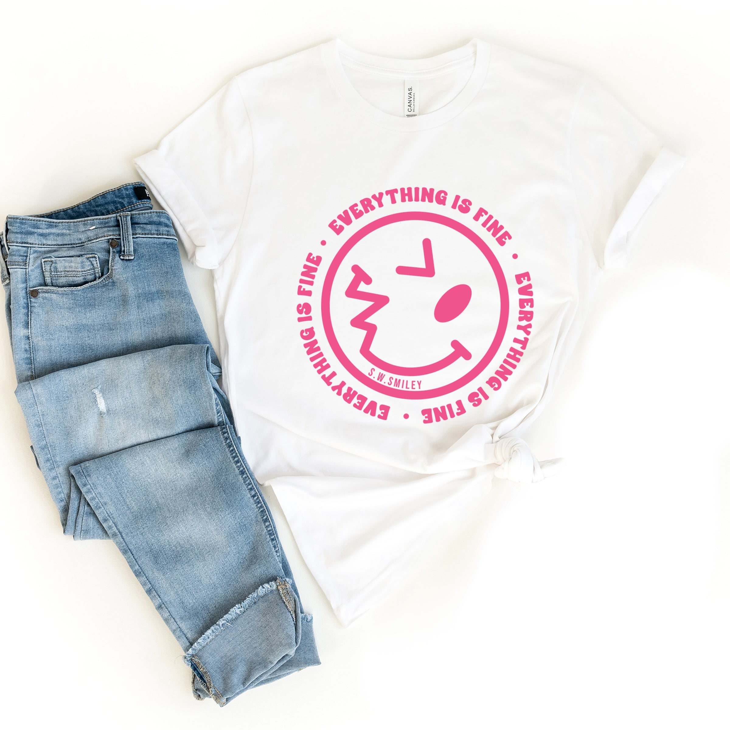S.W.Smiley Everything Is Fine - Women's Short Sleeve Graphic T-Shirt