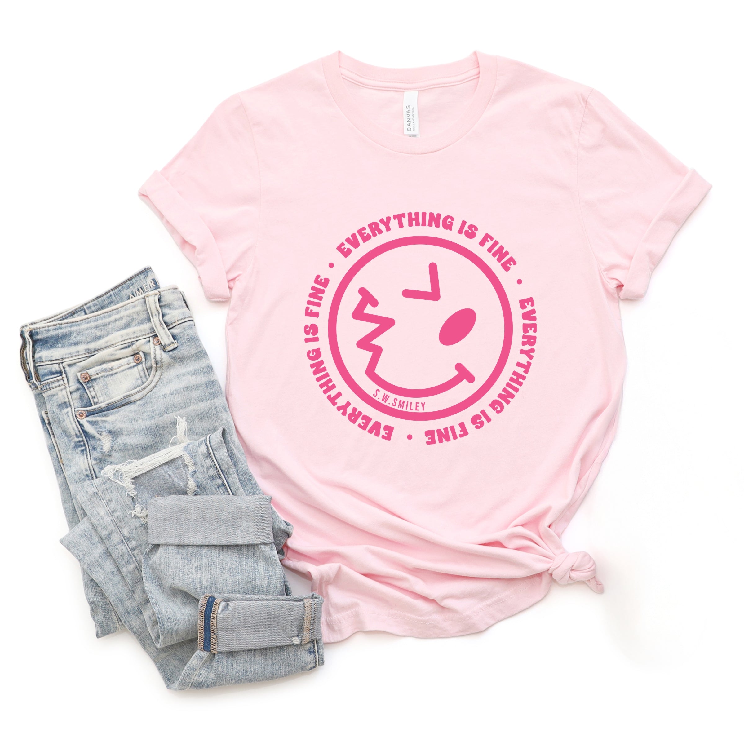 S.W.Smiley Everything Is Fine - Women's Short Sleeve Graphic T-Shirt
