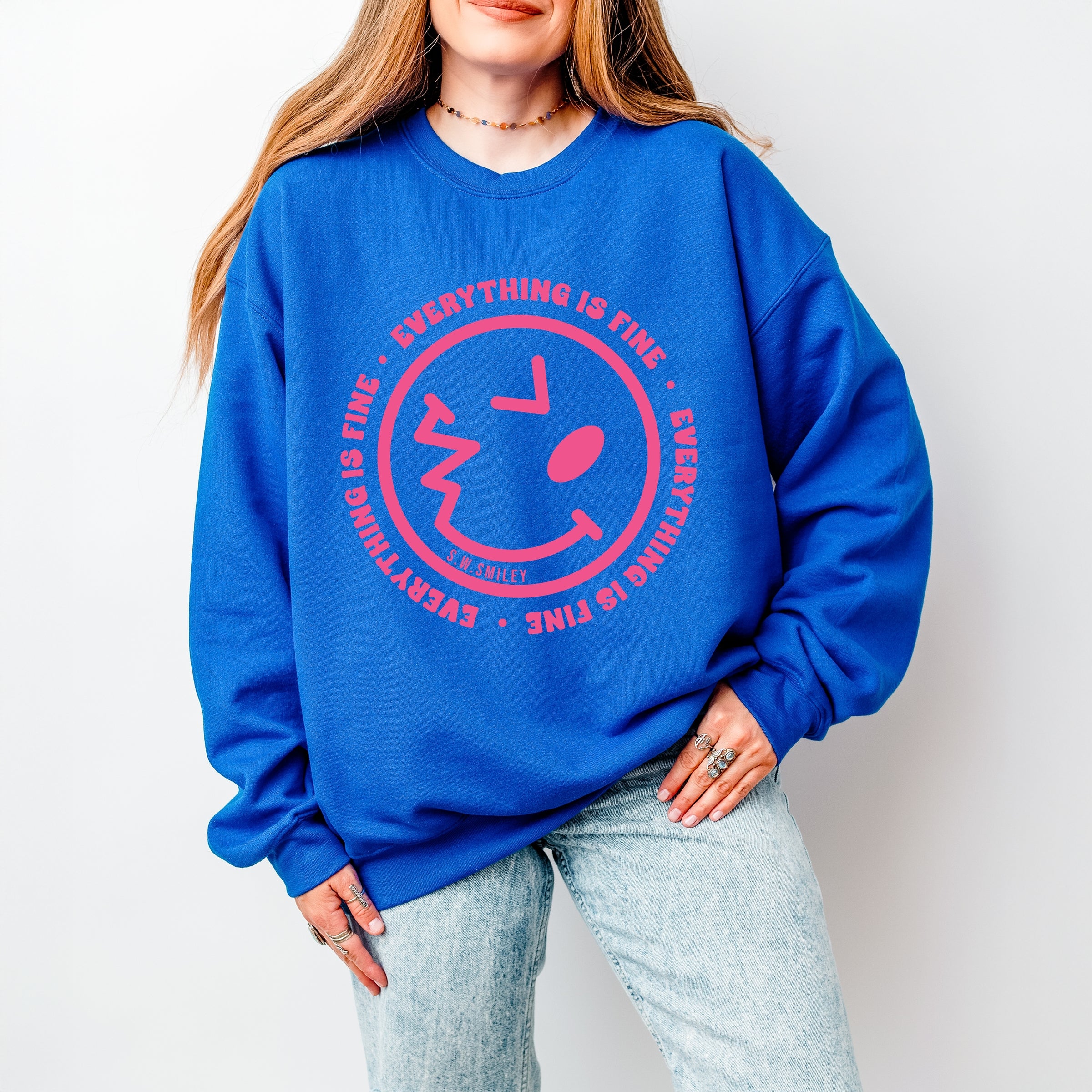 S.W.Smiley Everything Is Fine - Women's Graphic Sweatshirt