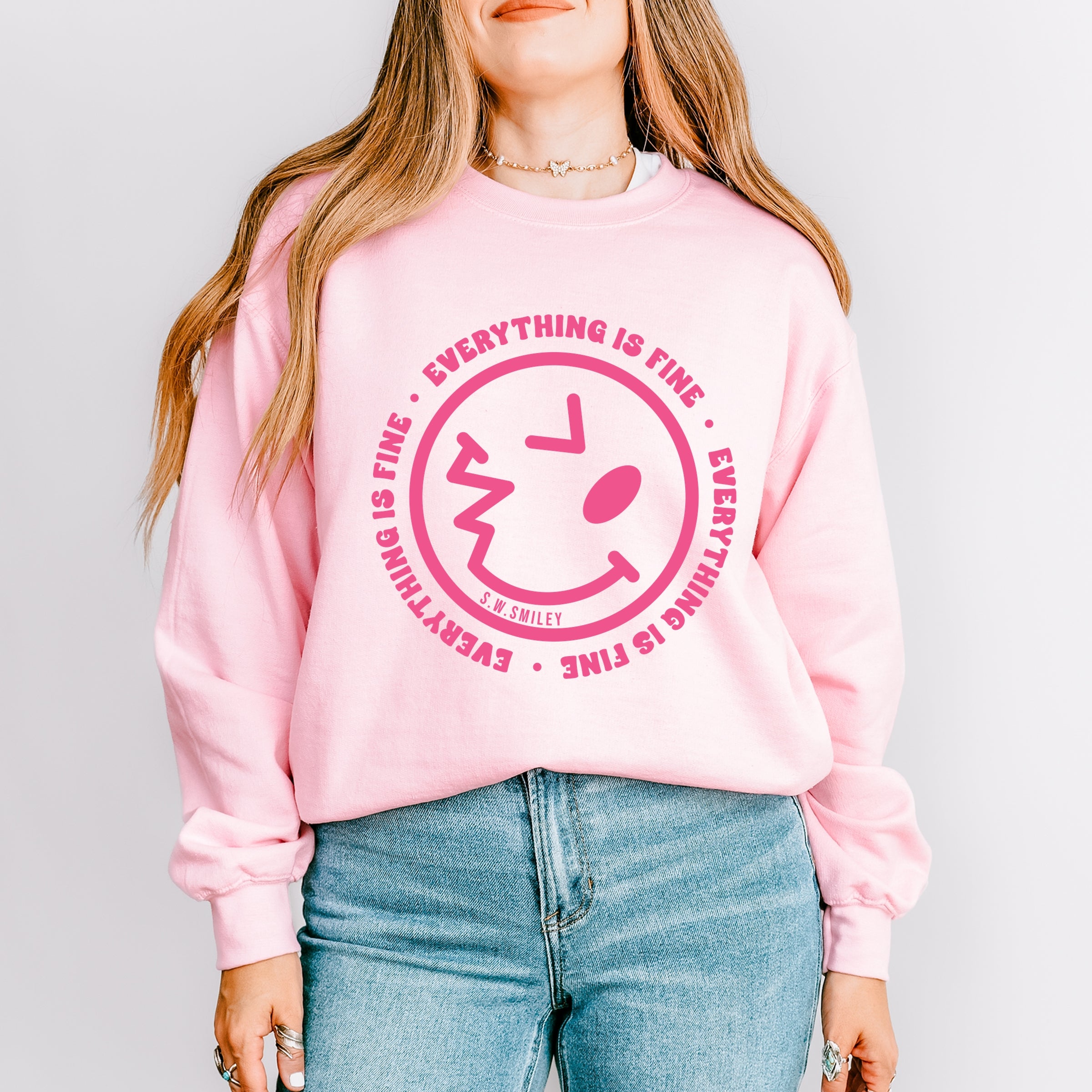 S.W.Smiley Everything Is Fine - Women's Graphic Sweatshirt
