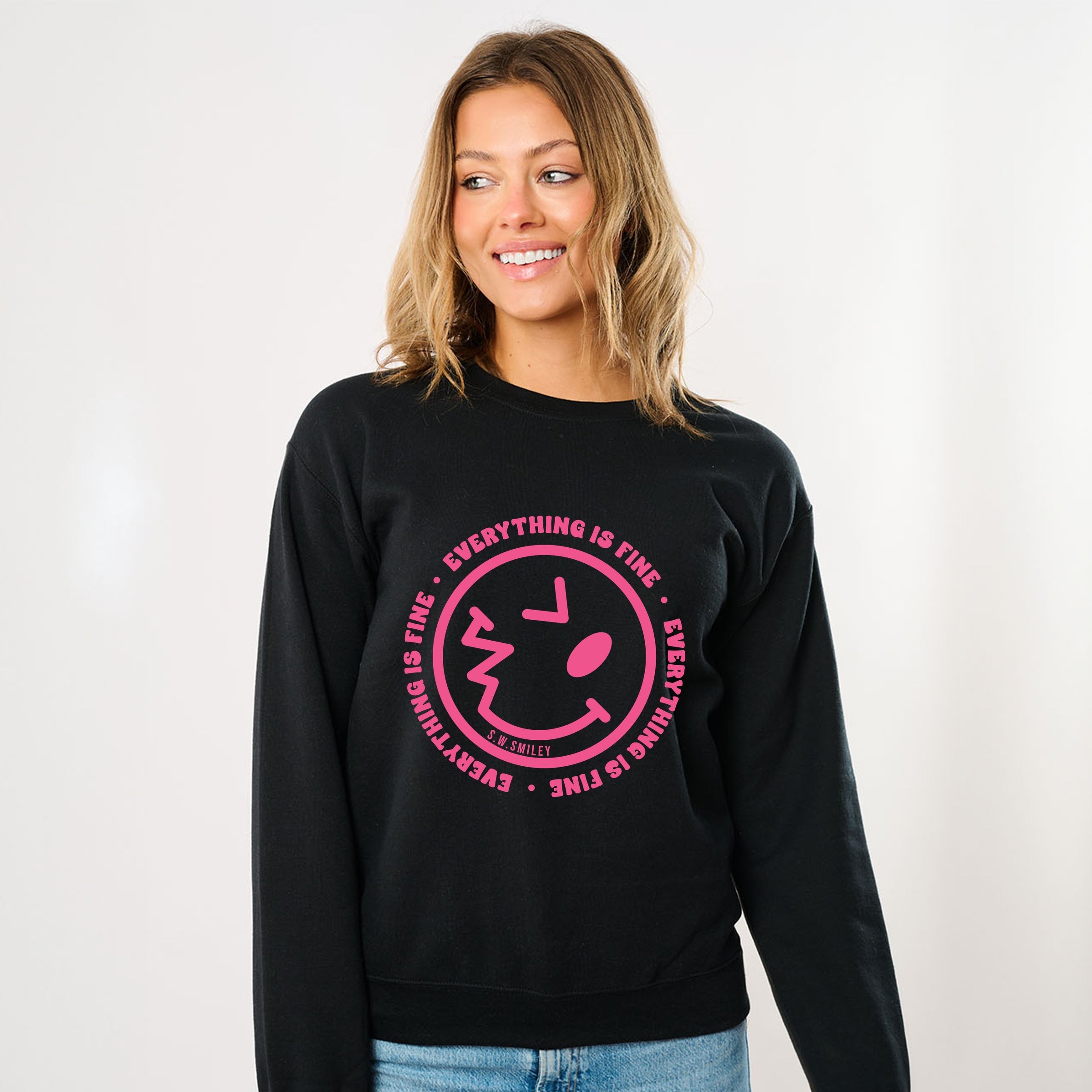 S.W.Smiley Everything Is Fine - Women's Graphic Sweatshirt