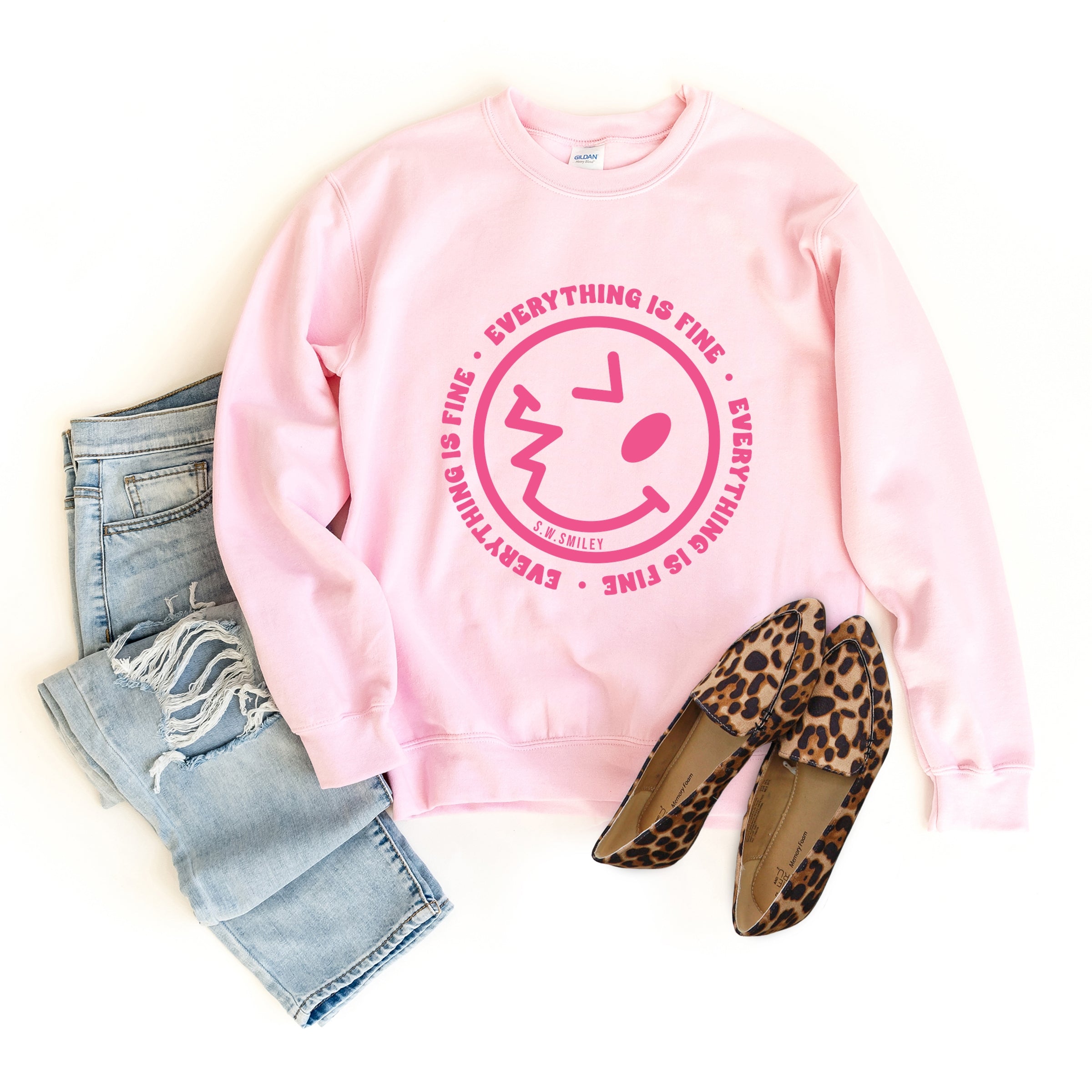 S.W.Smiley Everything Is Fine - Women's Graphic Sweatshirt