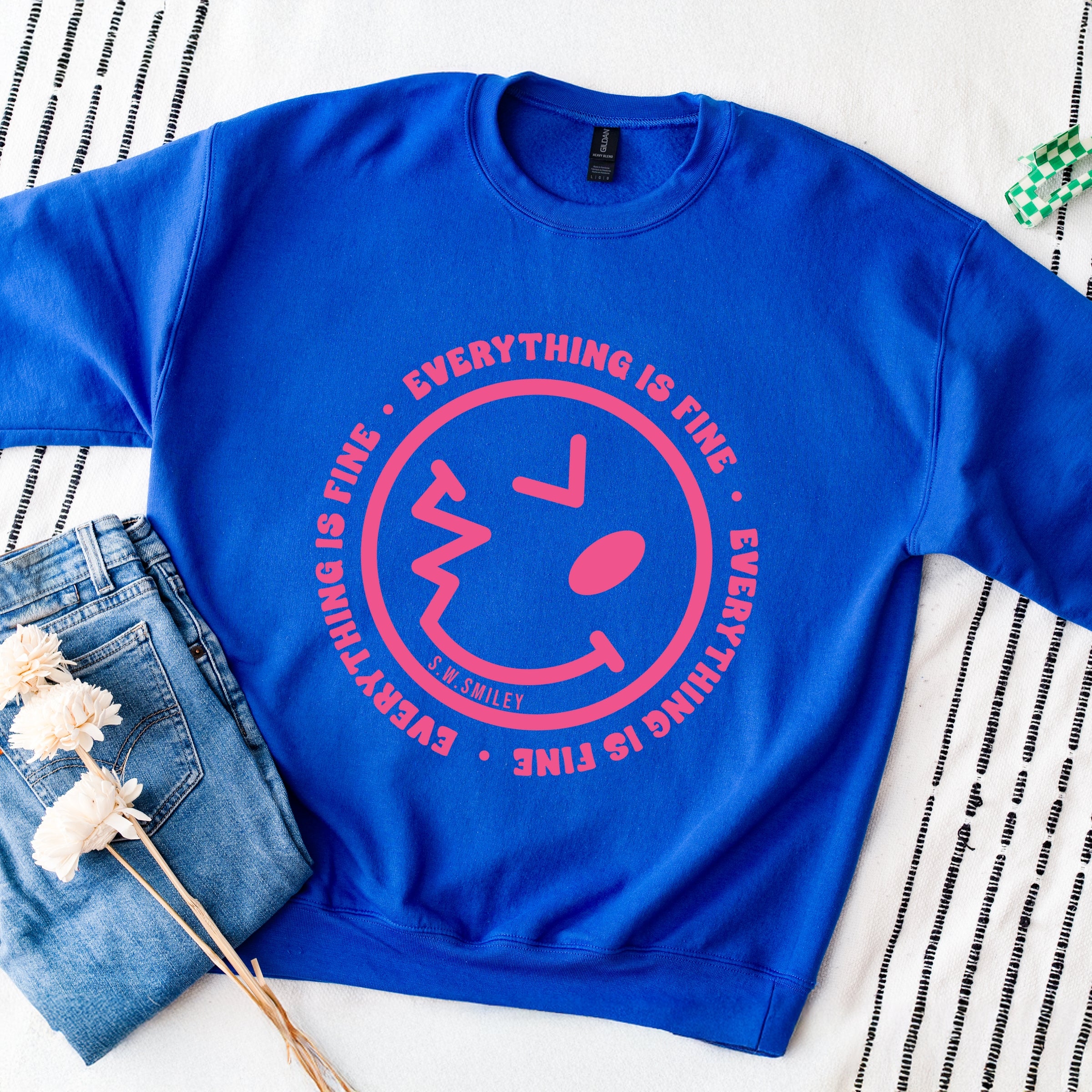 S.W.Smiley Everything Is Fine - Women's Graphic Sweatshirt