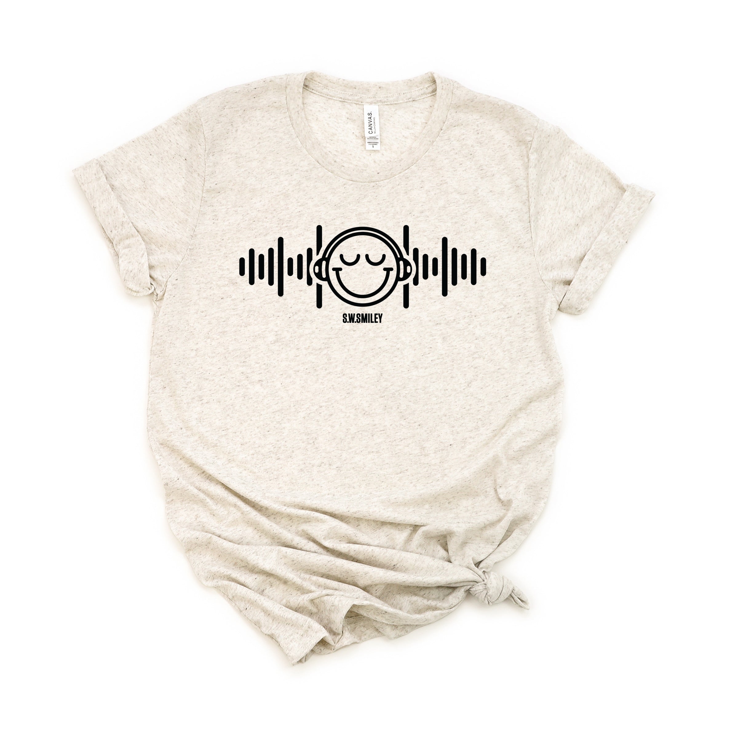 S.W.Smiley Headphones Music - Women's Short Sleeve Graphic T-Shirt