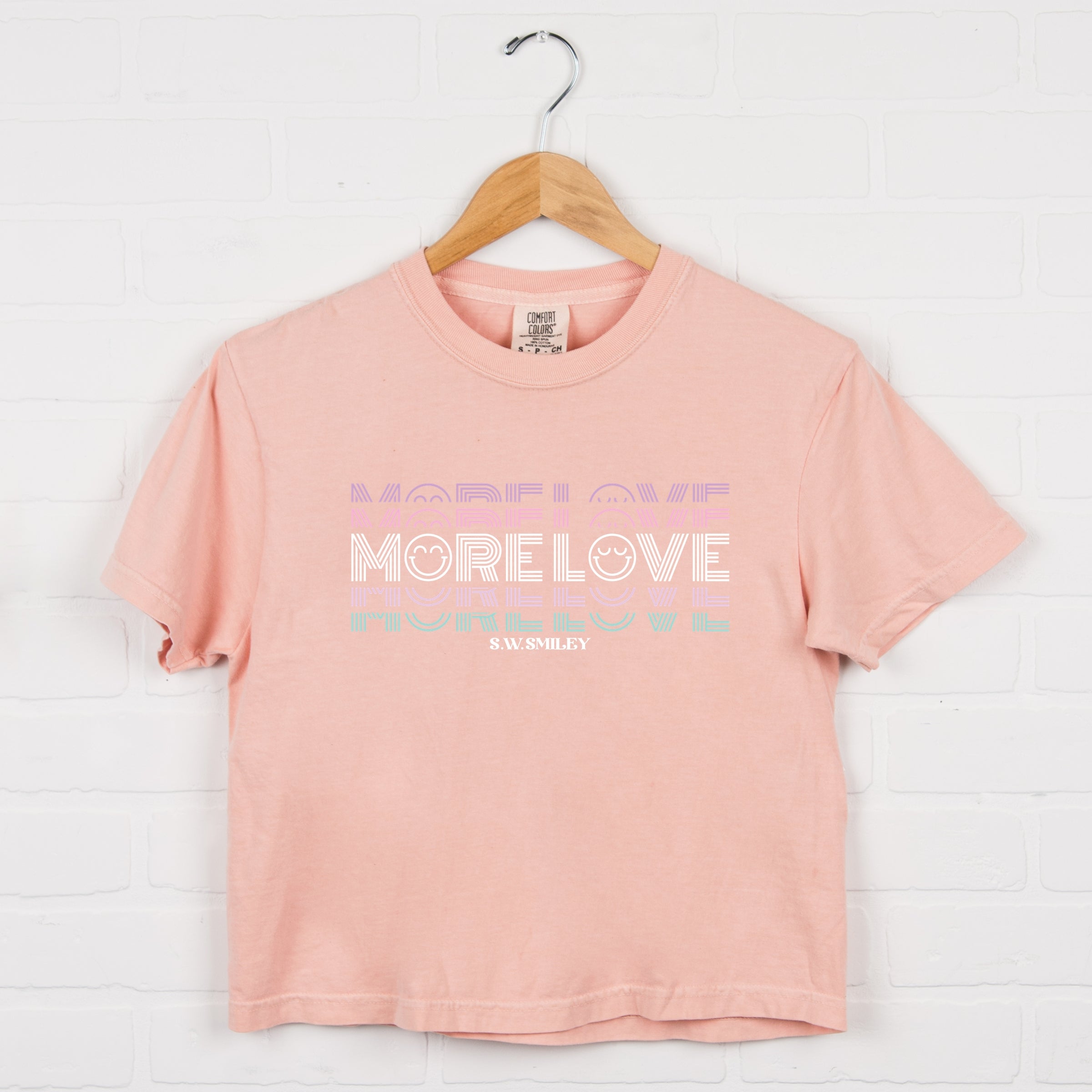 S.W.Smiley More Love - Women's Boxy Crop Top Graphic T-Shirt