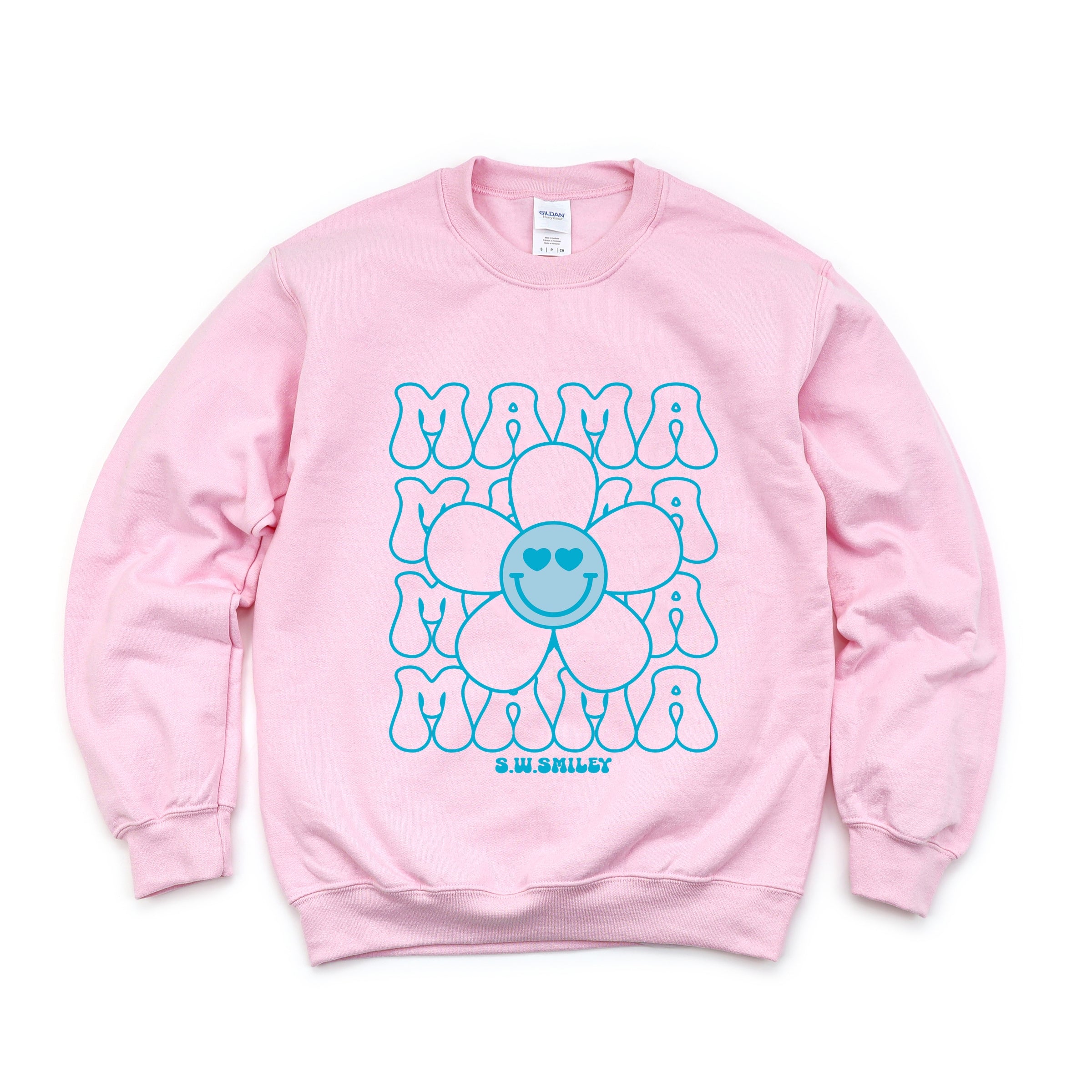 S.W.Smiley Mama Stacked Flower - Women's Graphic Sweatshirt