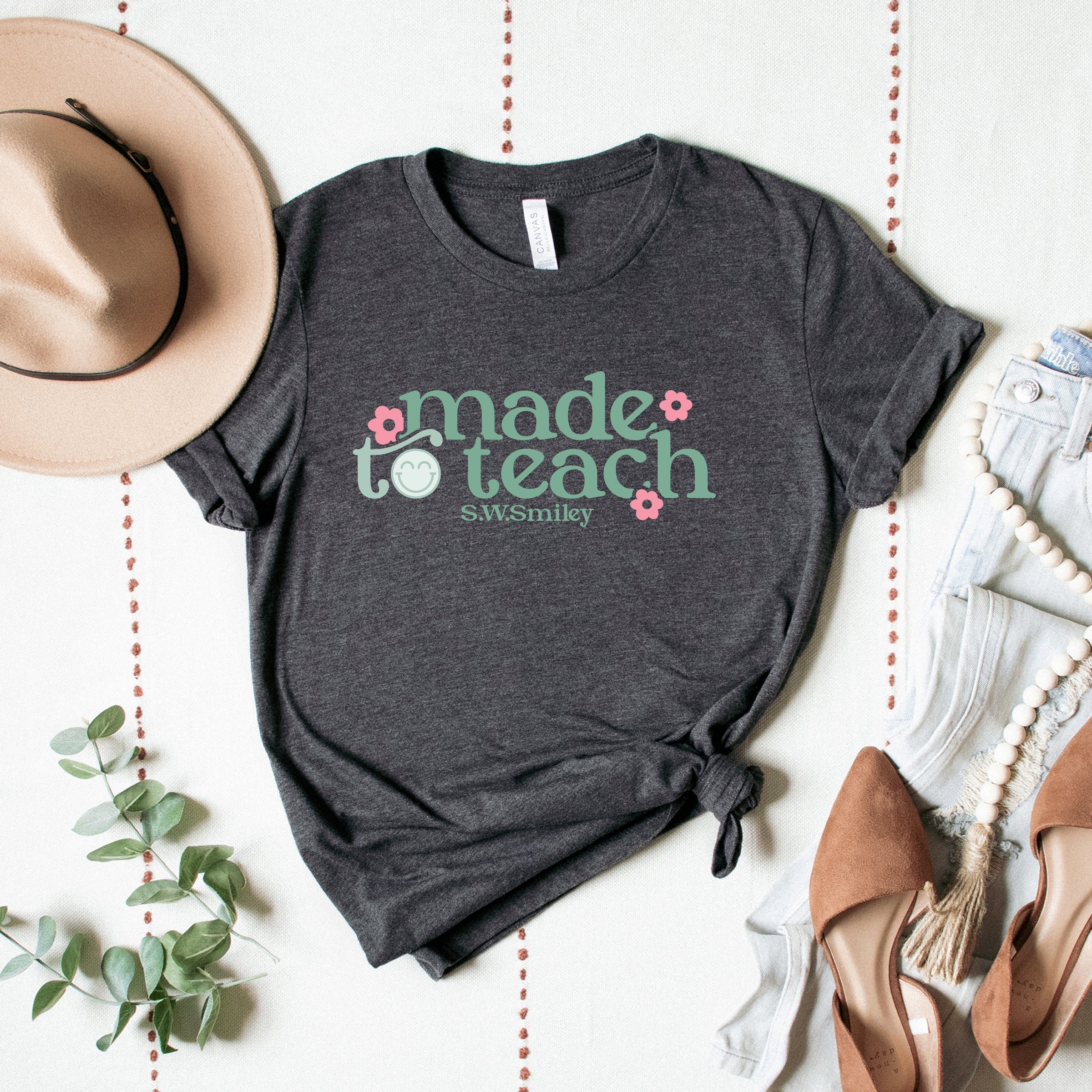 S.W.Smiley Made To Teach - Women's Short Sleeve Graphic T-Shirt