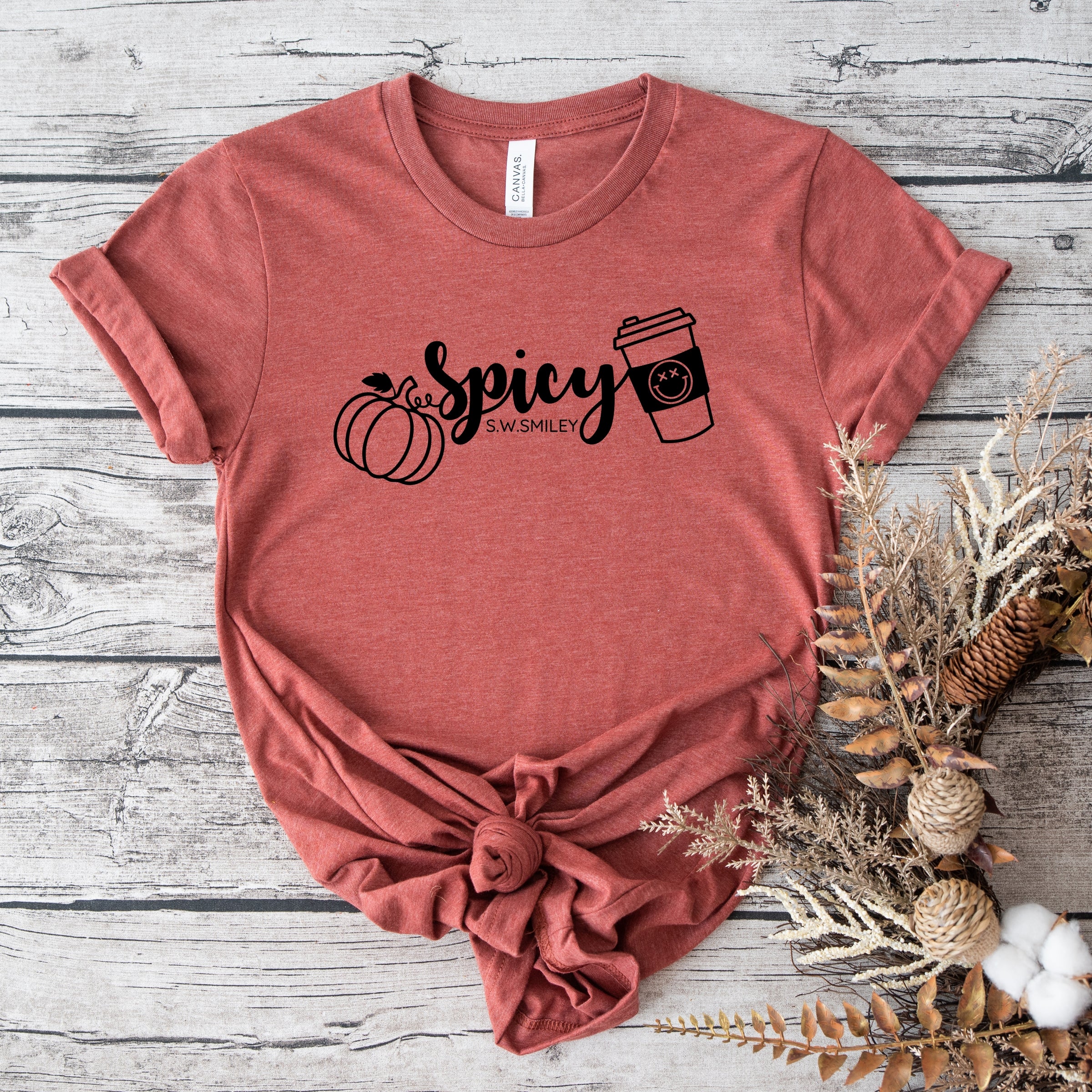S.W.Smiley Spicy Pumpkin Spice - Women's Short Sleeve Graphic T-Shirt