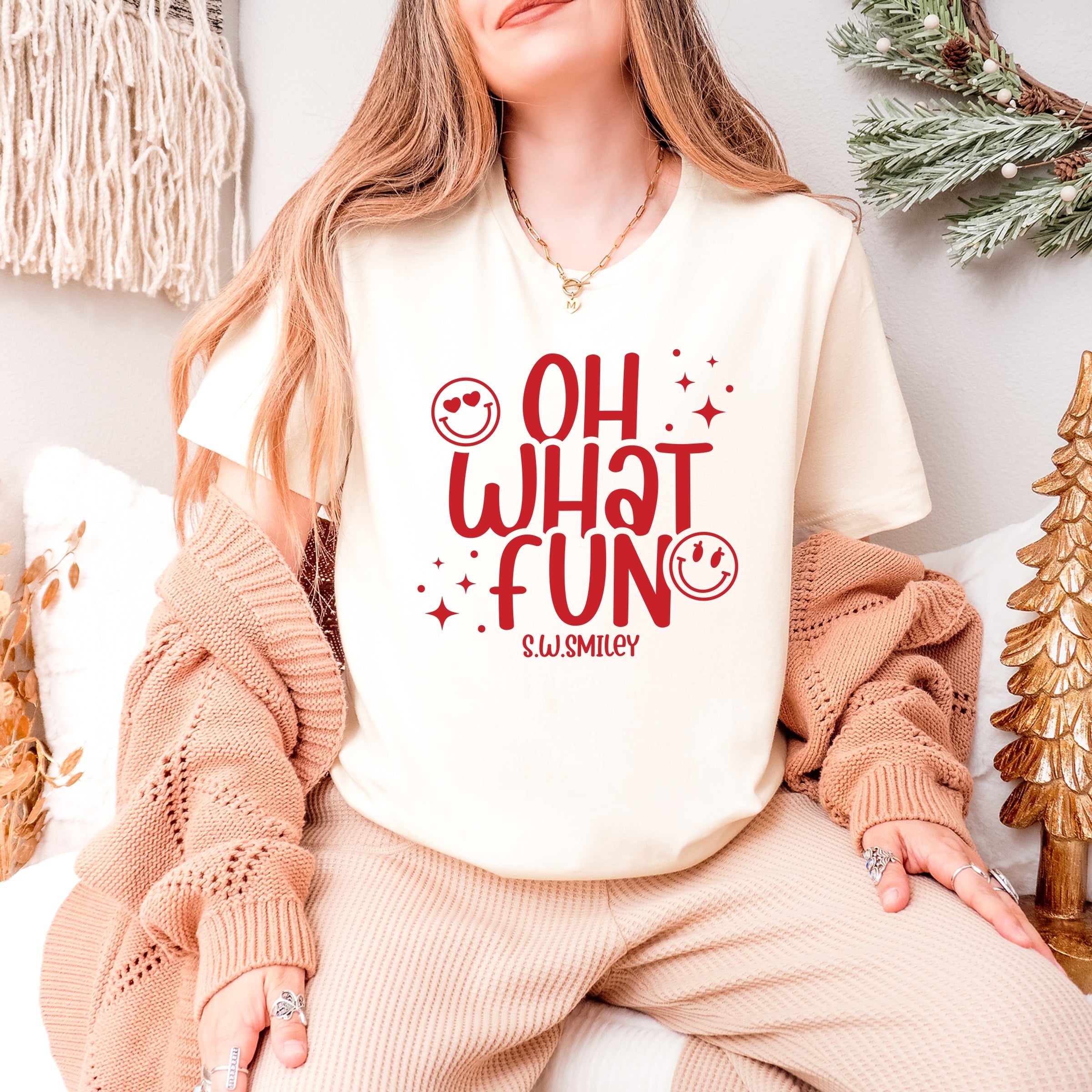 S.W.Smiley Oh What Fun Sparkle - Womens Short Sleeve Tee