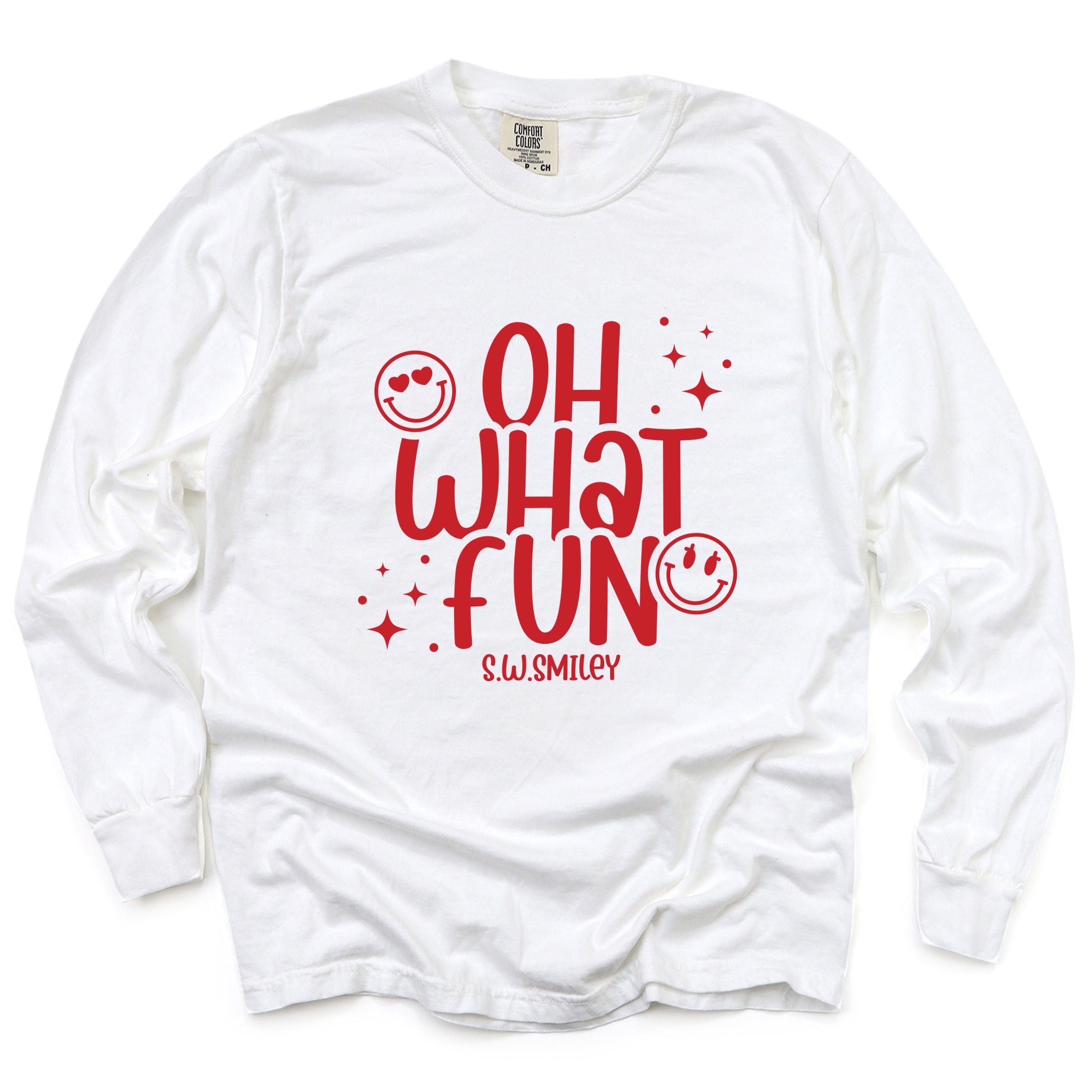 S.W.Smiley Oh What Fun Sparkle - Womens Garment Dyed Long Sleeve