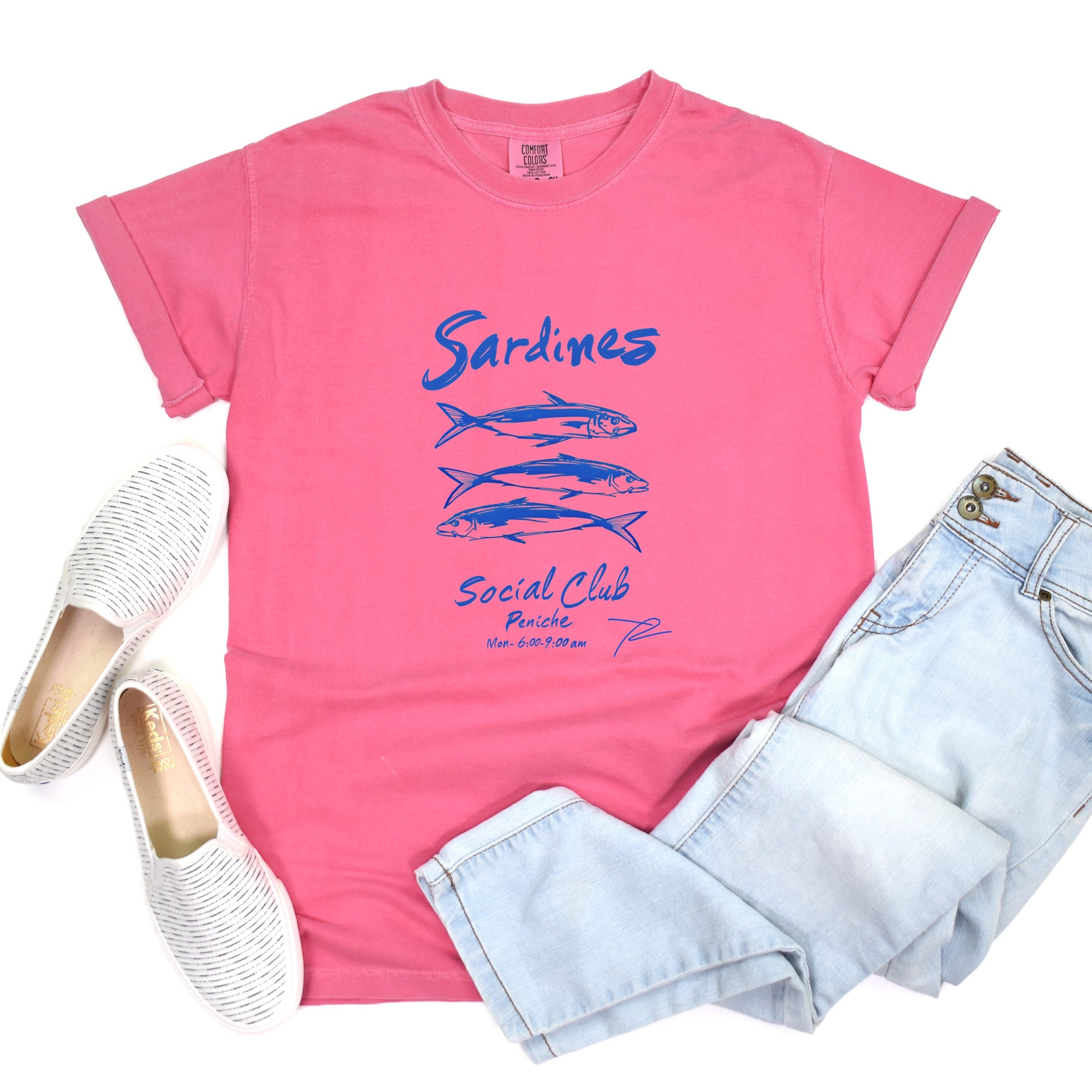 Sardines Social Club - Women's Garment Dyed Graphic T-Shirt