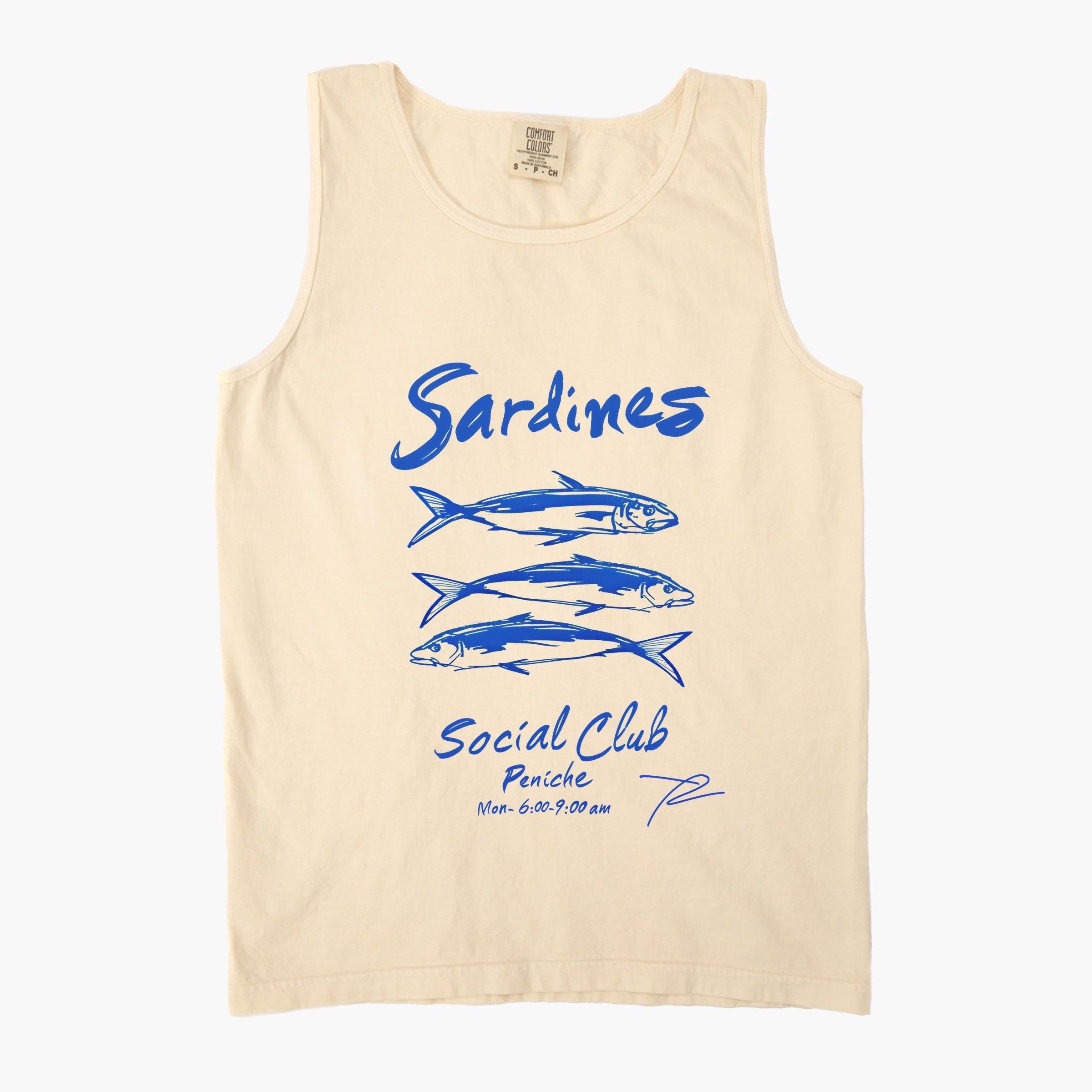 Sardines Social Club - Women's Garment Dyed Graphic Tank Top