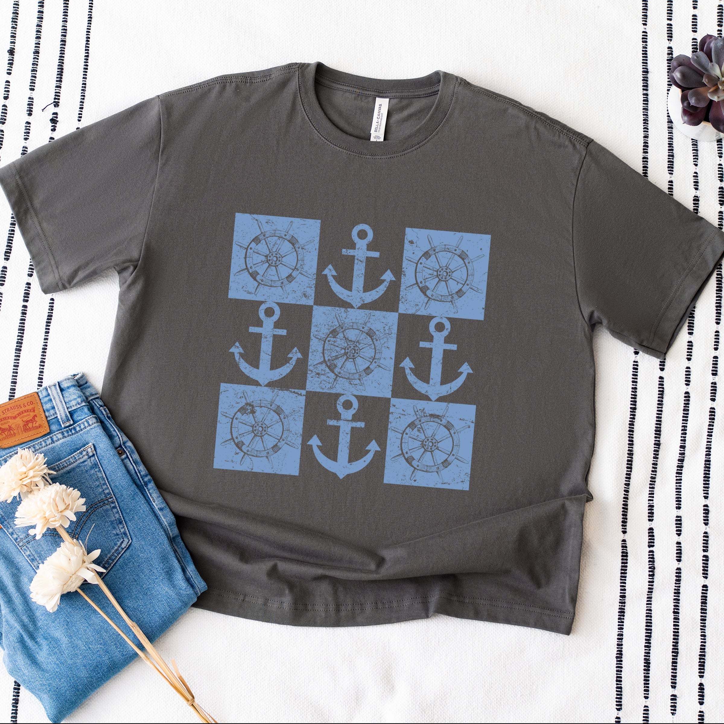 Anchor Wheel Grid - Womens Heavyweight Tee