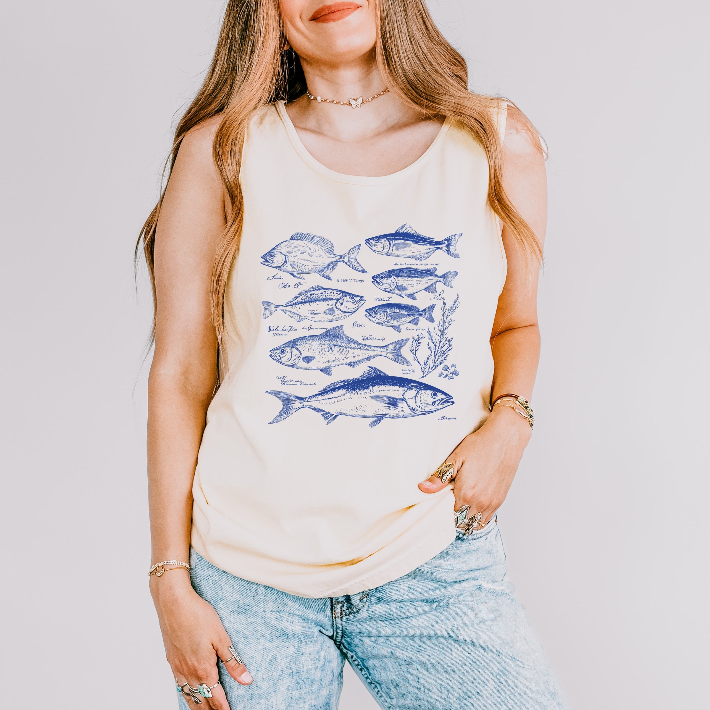 Vintage Fish - Women's Garment Dyed Graphic Tank Top