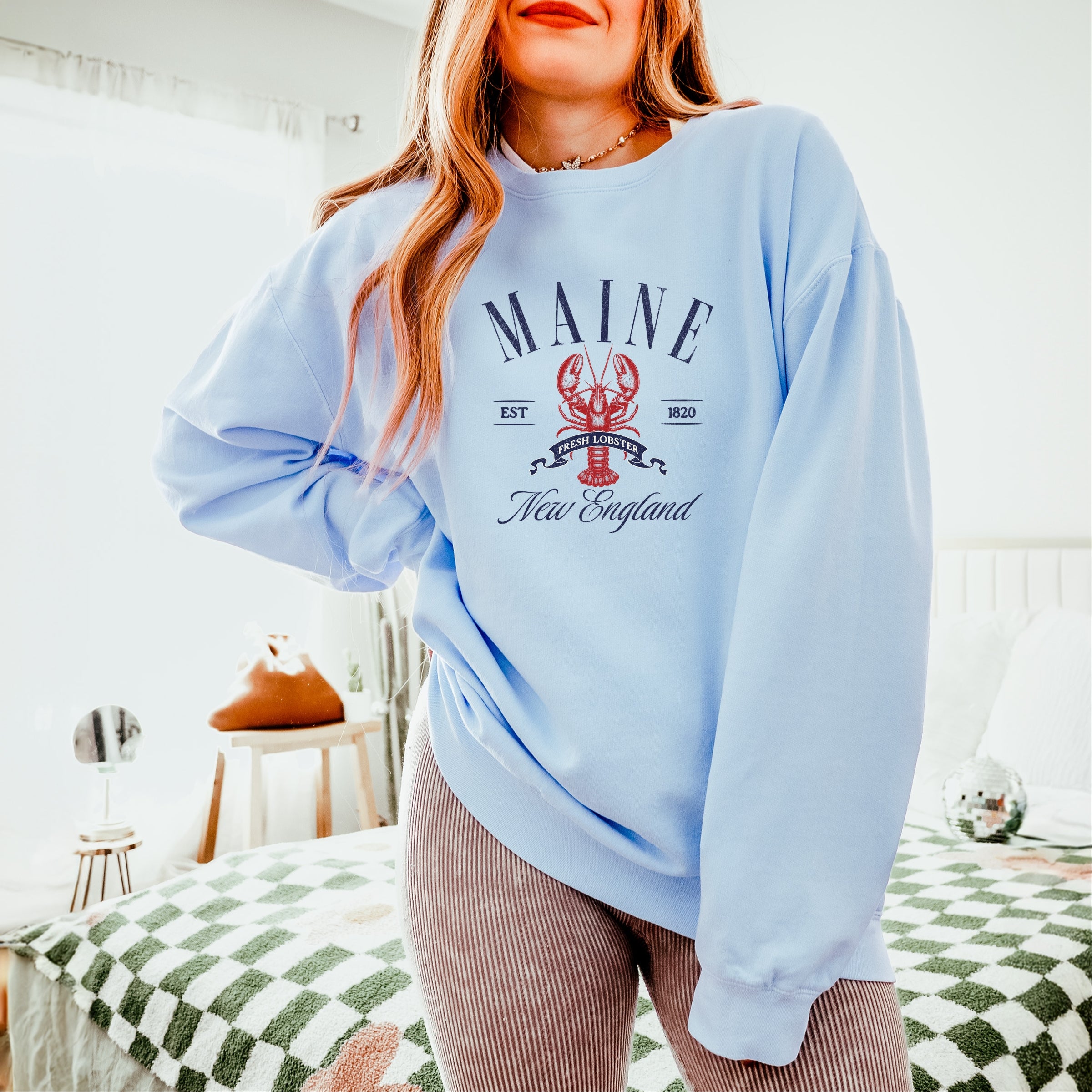 Maine New England - Womens Lightweight Garment Dyed Sweatshirt