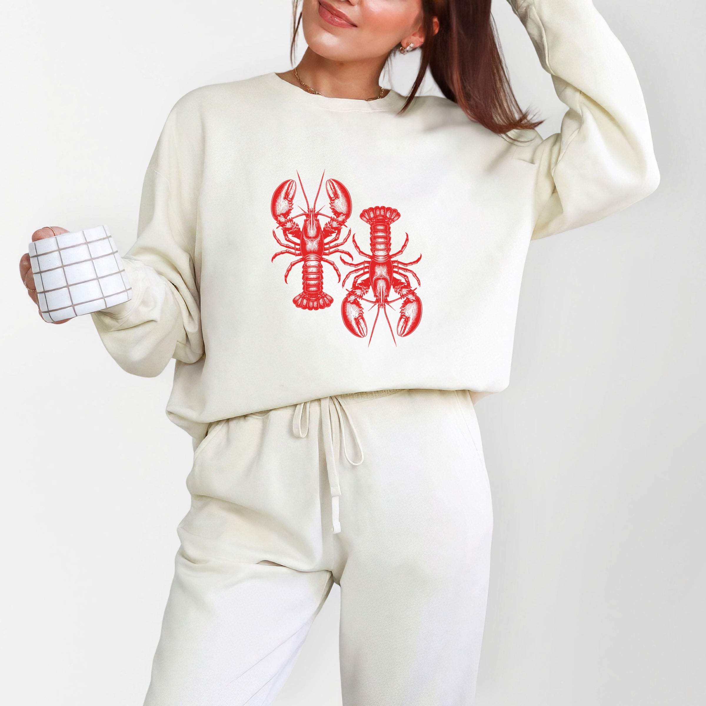Two Lobsters - Womens Lightweight Garment Dyed Sweatshirt