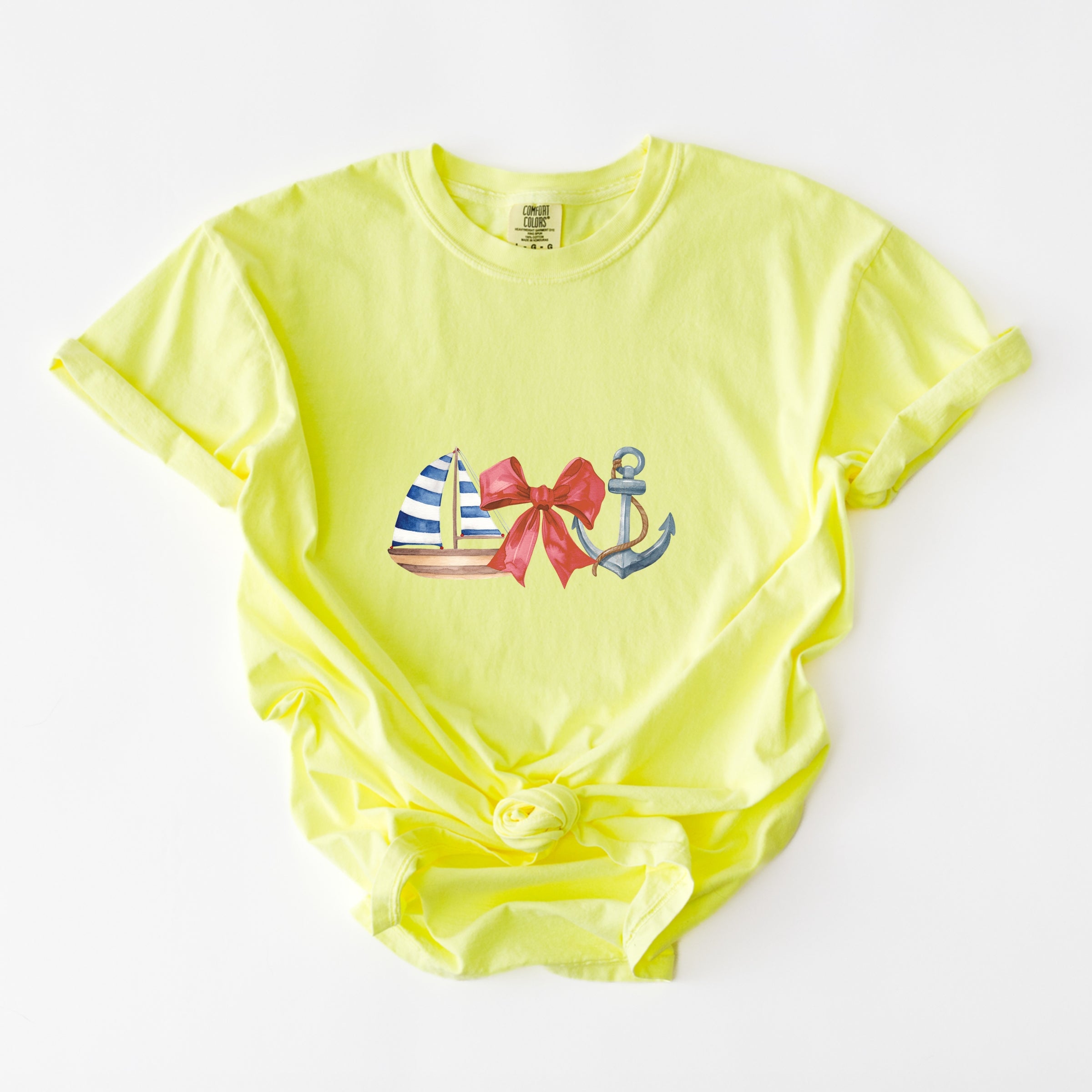 Coquette Ship Anchor - Women's Garment Dyed Graphic T-Shirt